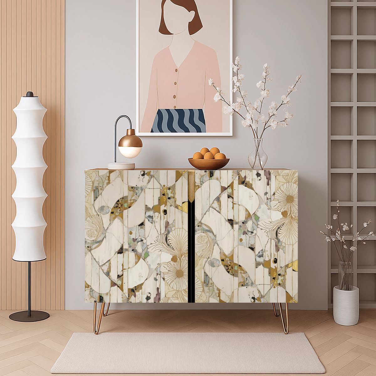 Modern Abstract Wooden Storage Cabinet (Made in USA)