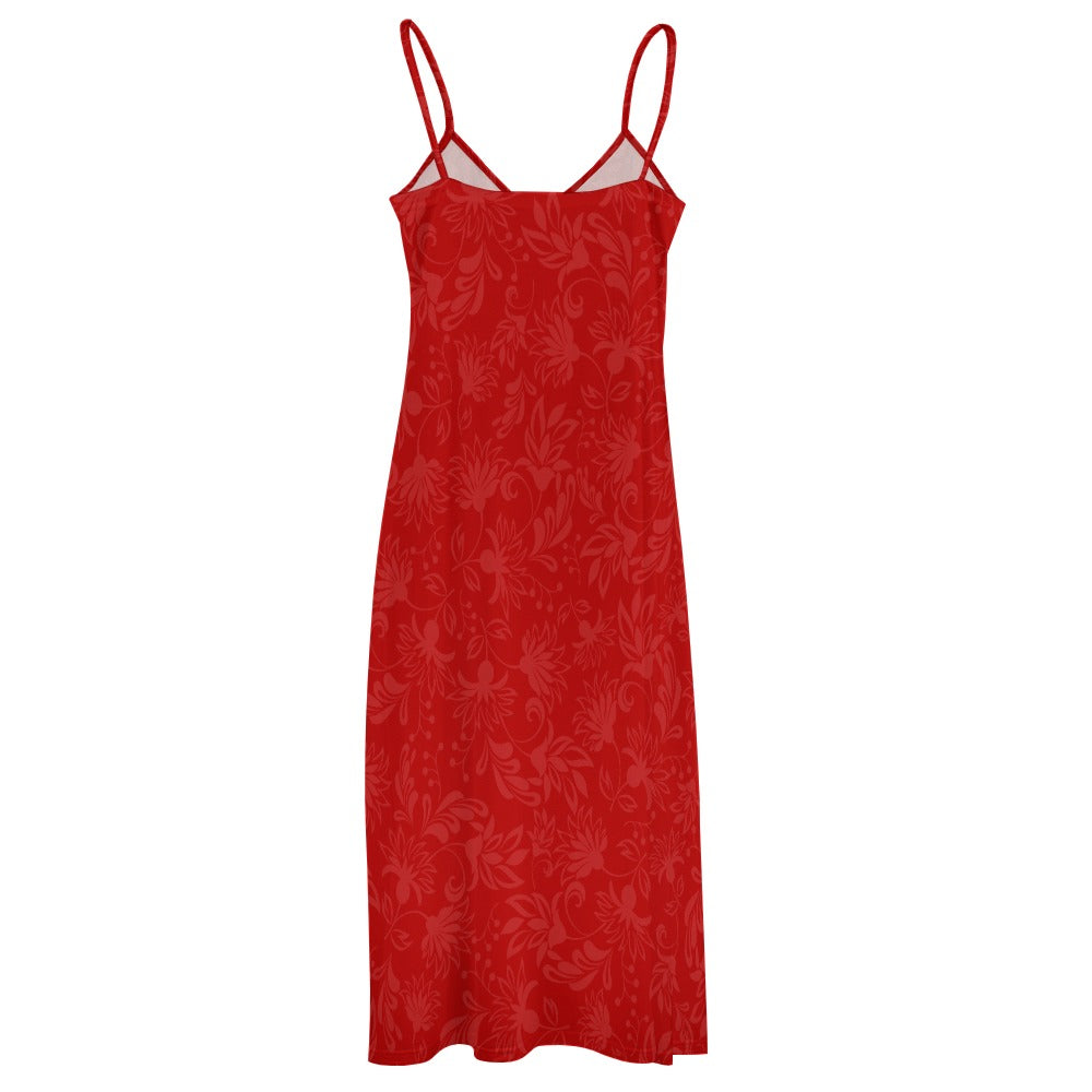 Red Floral Women's Summer Fashion Slip Dress