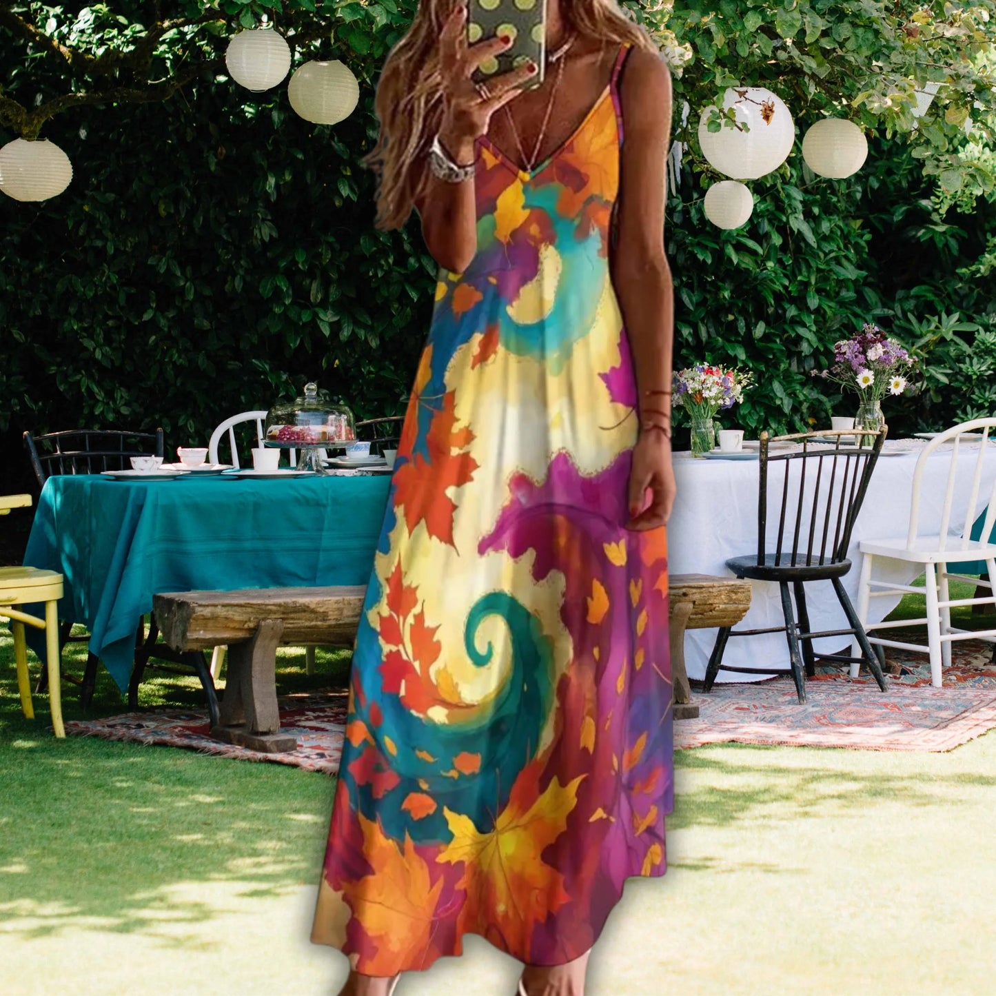 Autumn Leaves Women's Summer Fashion Slip Dress