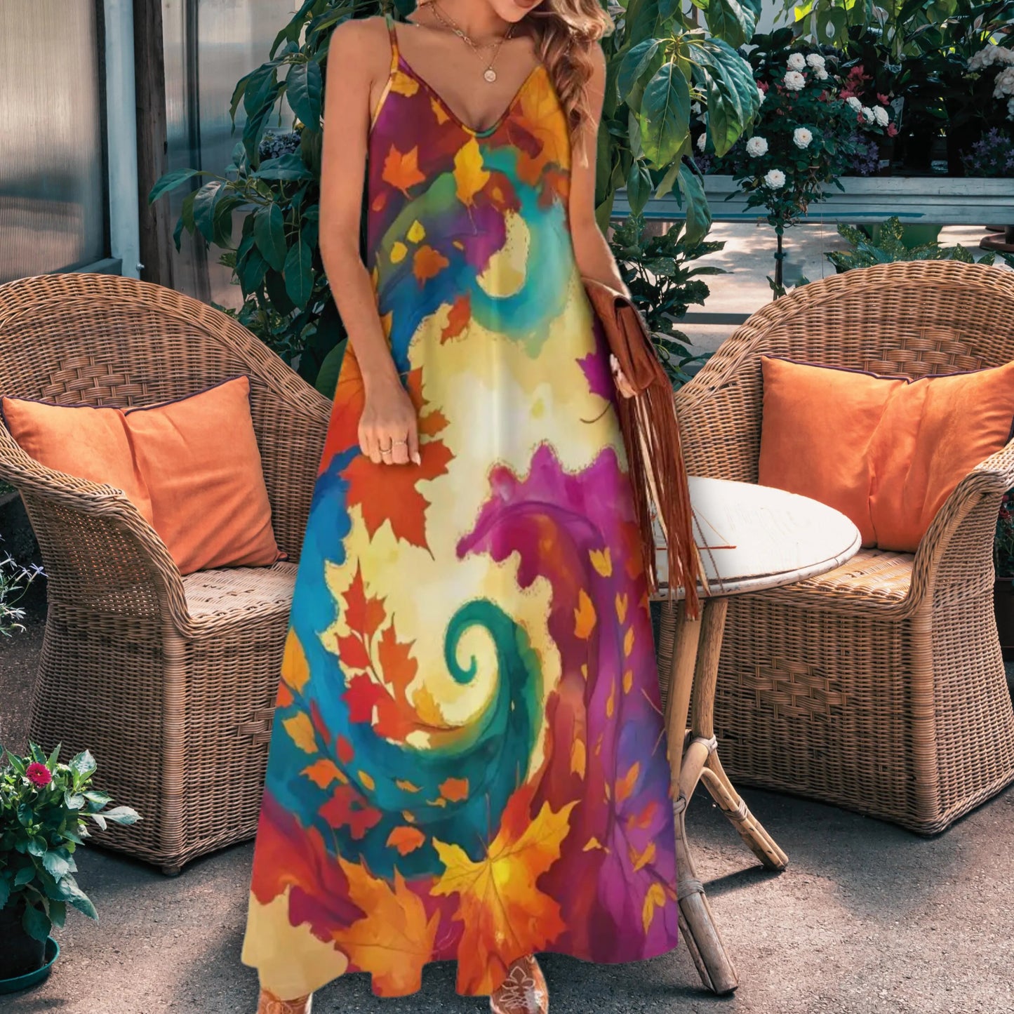 Autumn Leaves Women's Summer Fashion Slip Dress