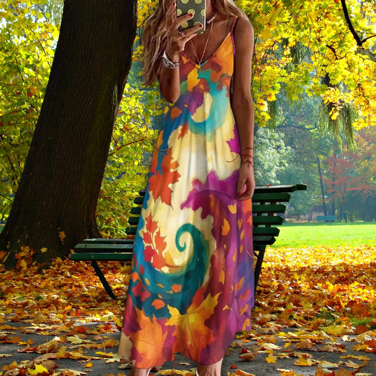 Autumn Leaves Women's Summer Fashion Slip Dress