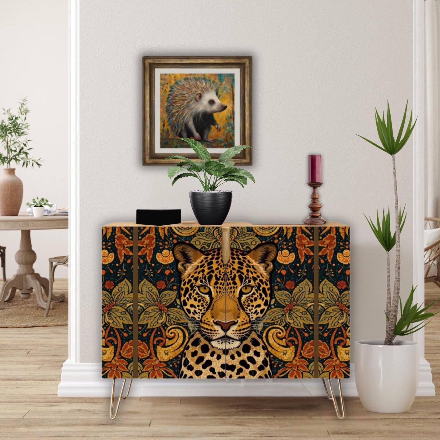 Leopard Art Wooden Storage Cabinet (Made in USA)