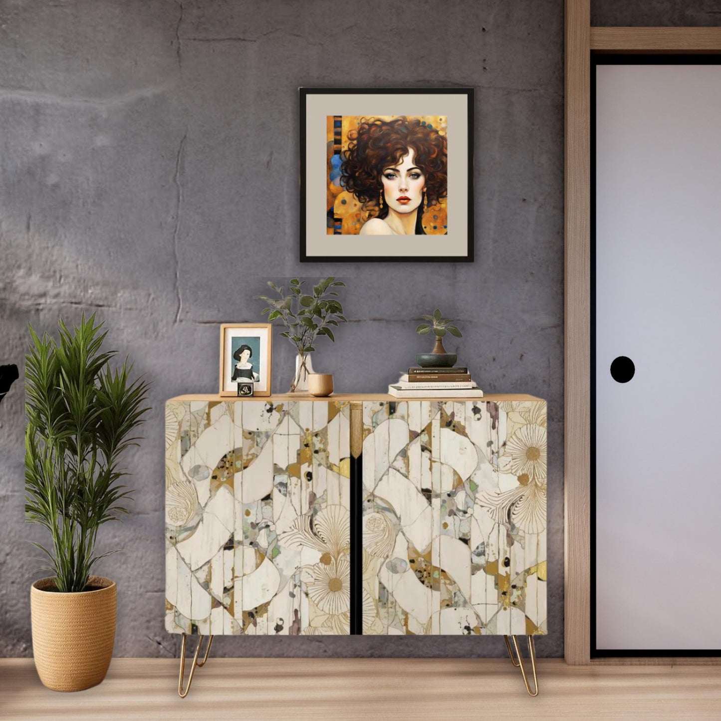 Modern Abstract Wooden Storage Cabinet (Made in USA)