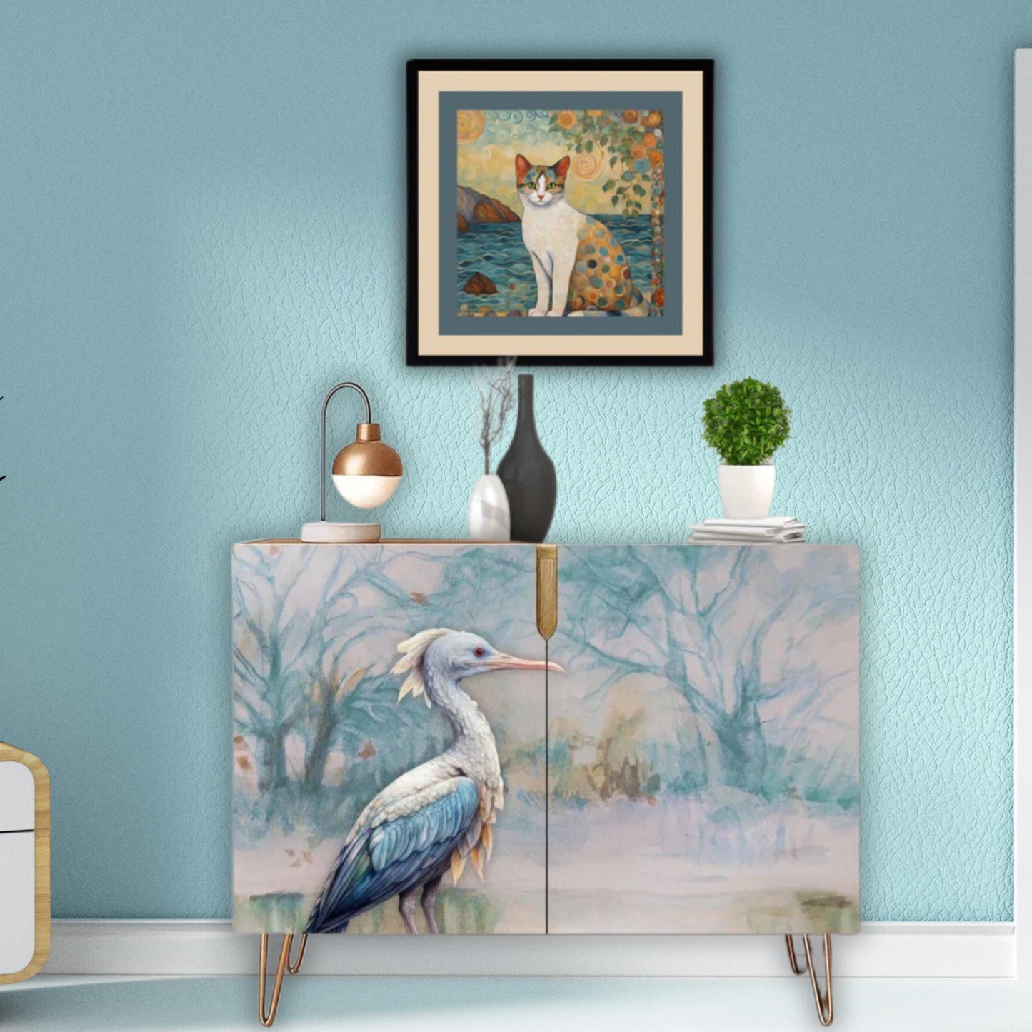 Blue Heron Art Wooden Storage Cabinet (Made in USA)