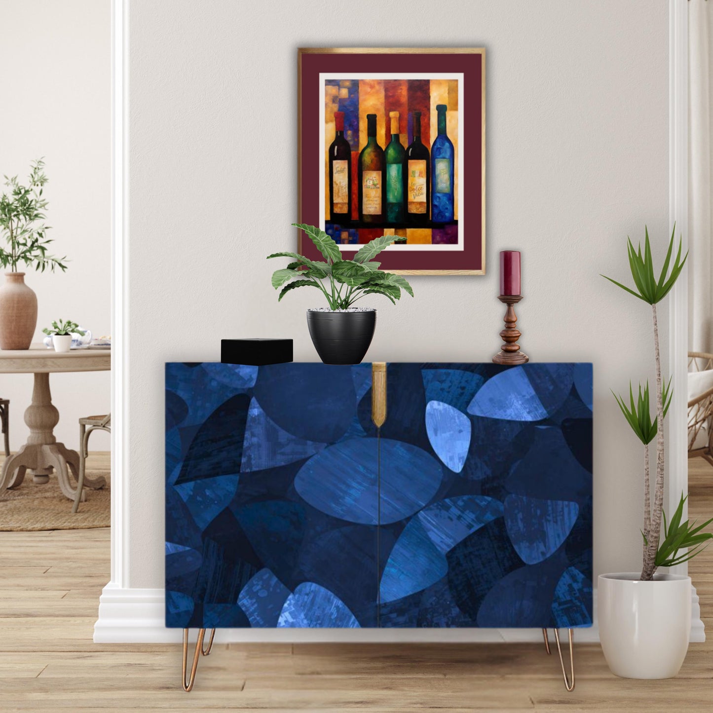 Blue Contemporary Wooden Storage Cabinet (Made in USA)