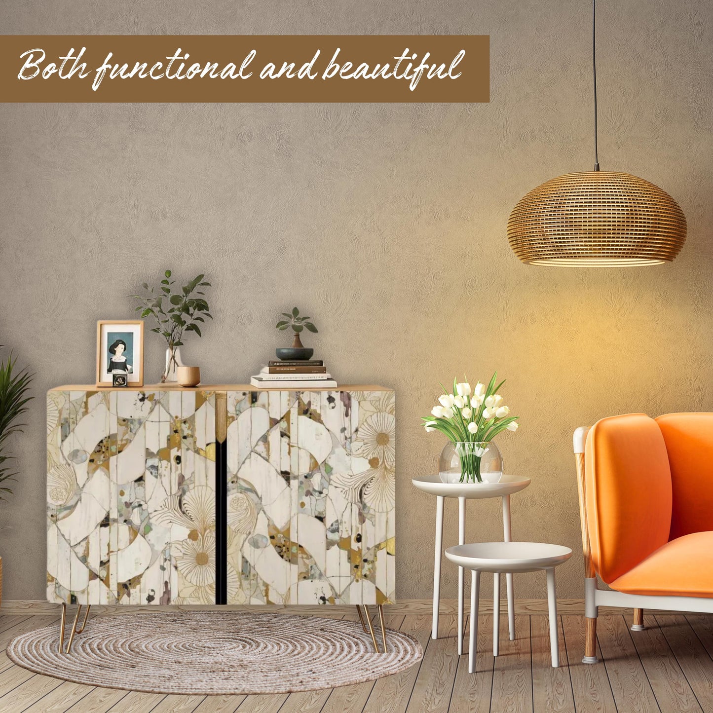 Modern Abstract Wooden Storage Cabinet (Made in USA)