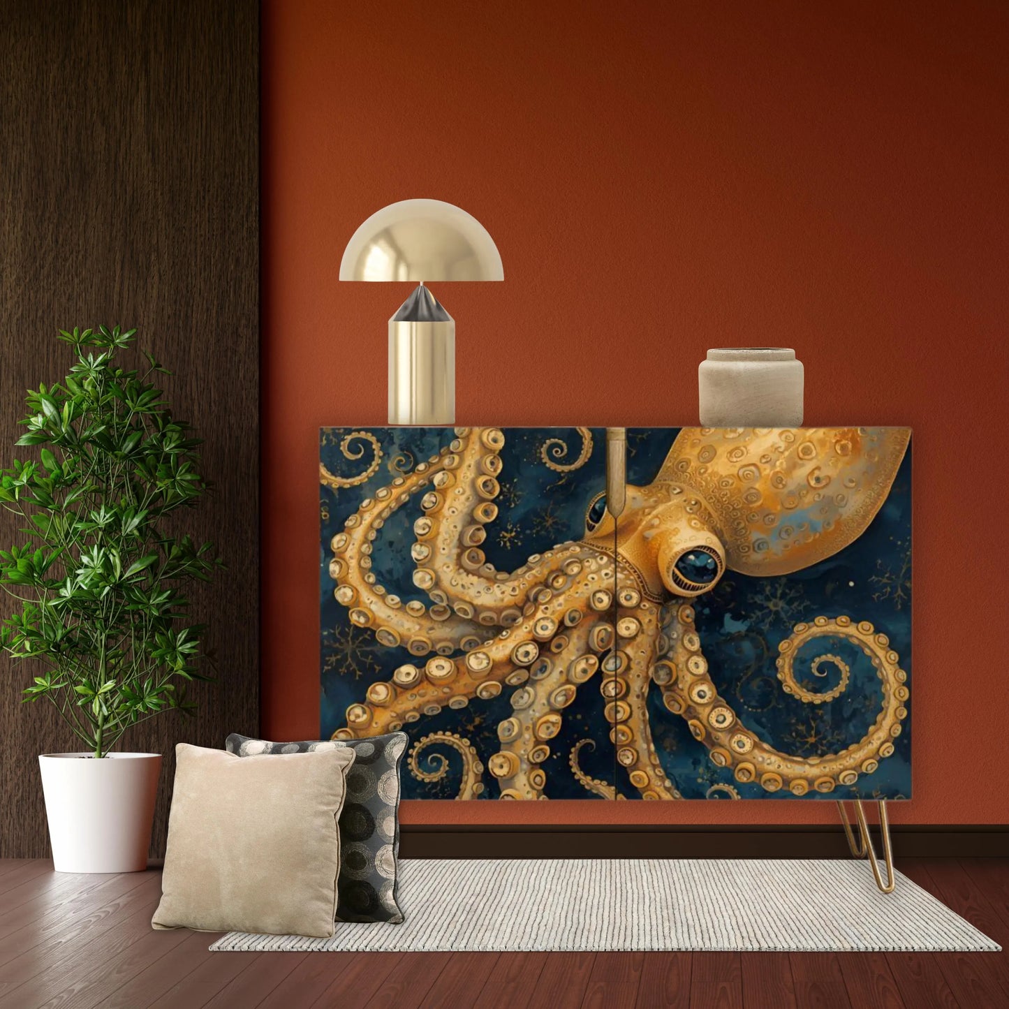 Squid Art Wooden Storage Cabinet (Made in USA)