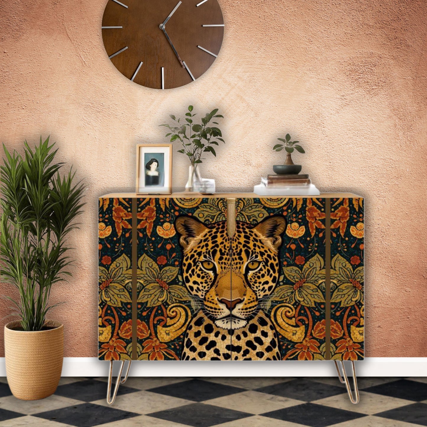 Leopard Art Wooden Storage Cabinet (Made in USA)