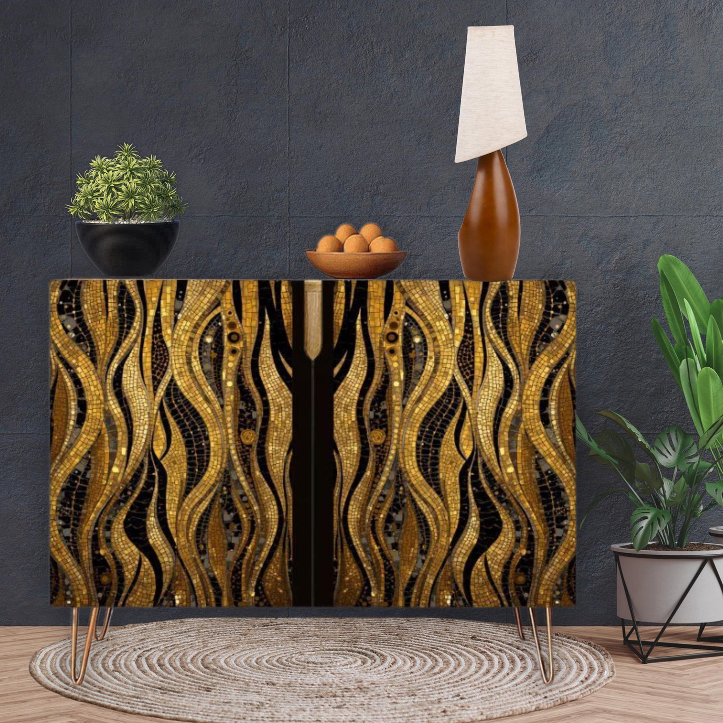 Mosaic Art Wooden Storage Cabinet (Made in USA)