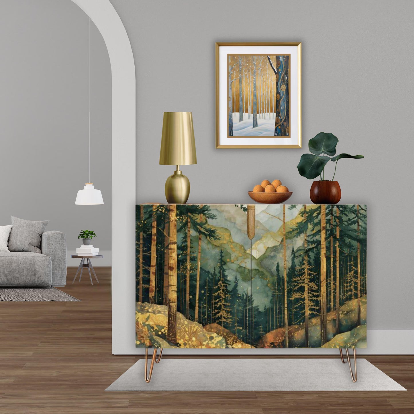 Mountain Forest Art Wooden Storage Cabinet (Made in USA)