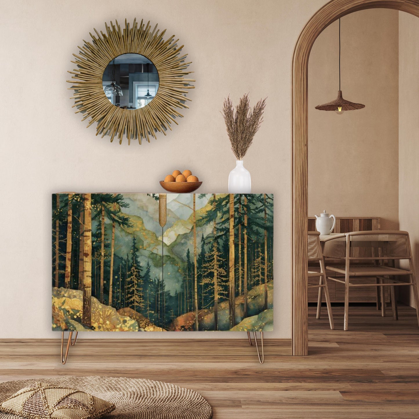 Mountain Forest Art Wooden Storage Cabinet (Made in USA)