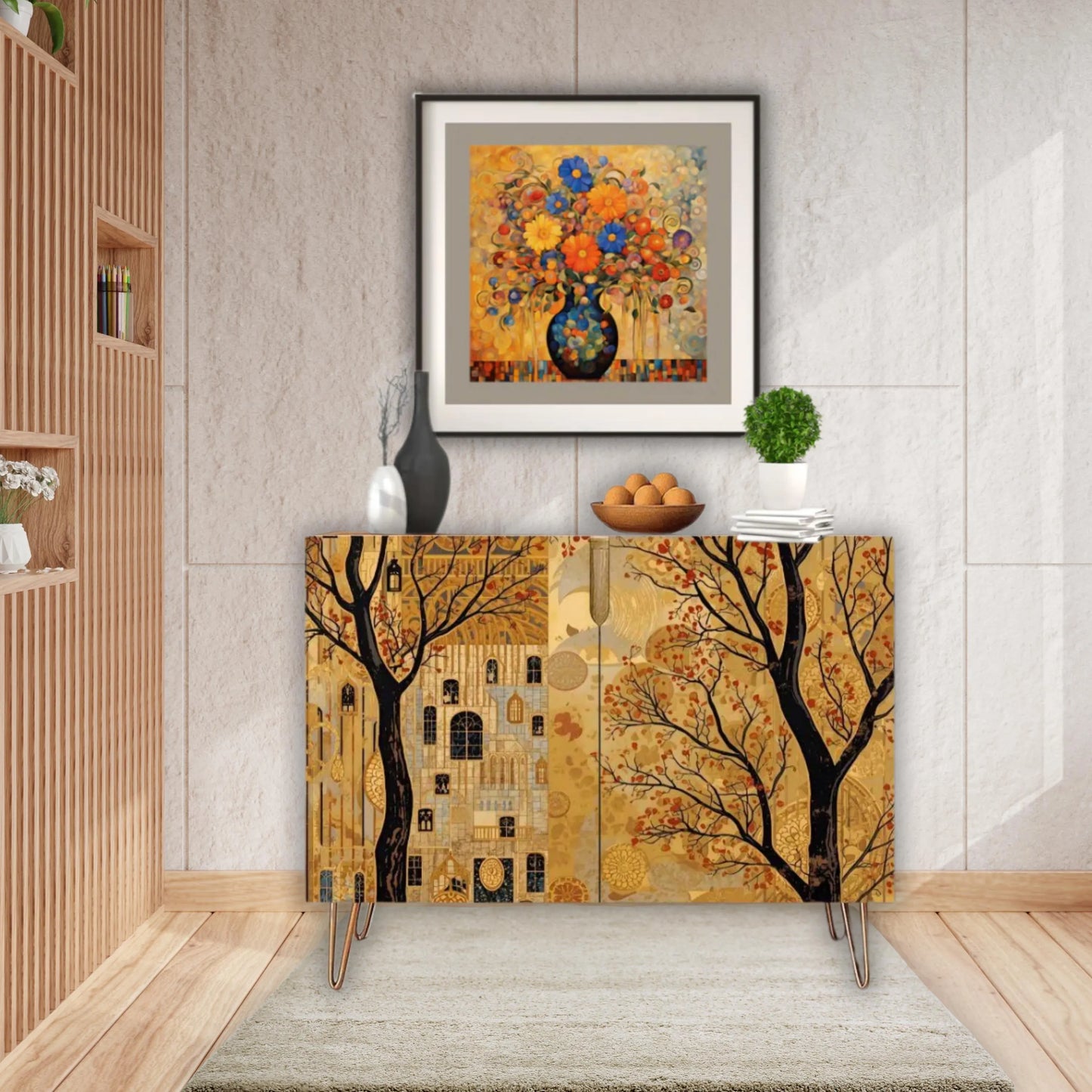 Parisian Art Modern Wooden Storage Cabinet (Made in USA)