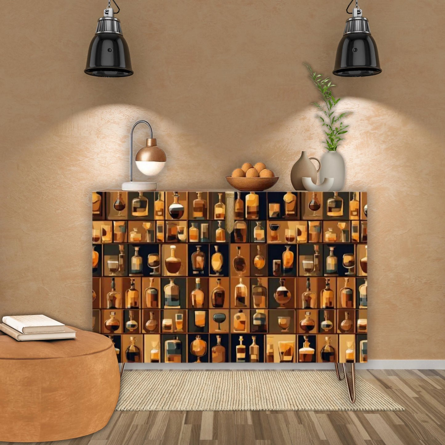 Bar Art Wooden Storage Cabinet (Made in USA)