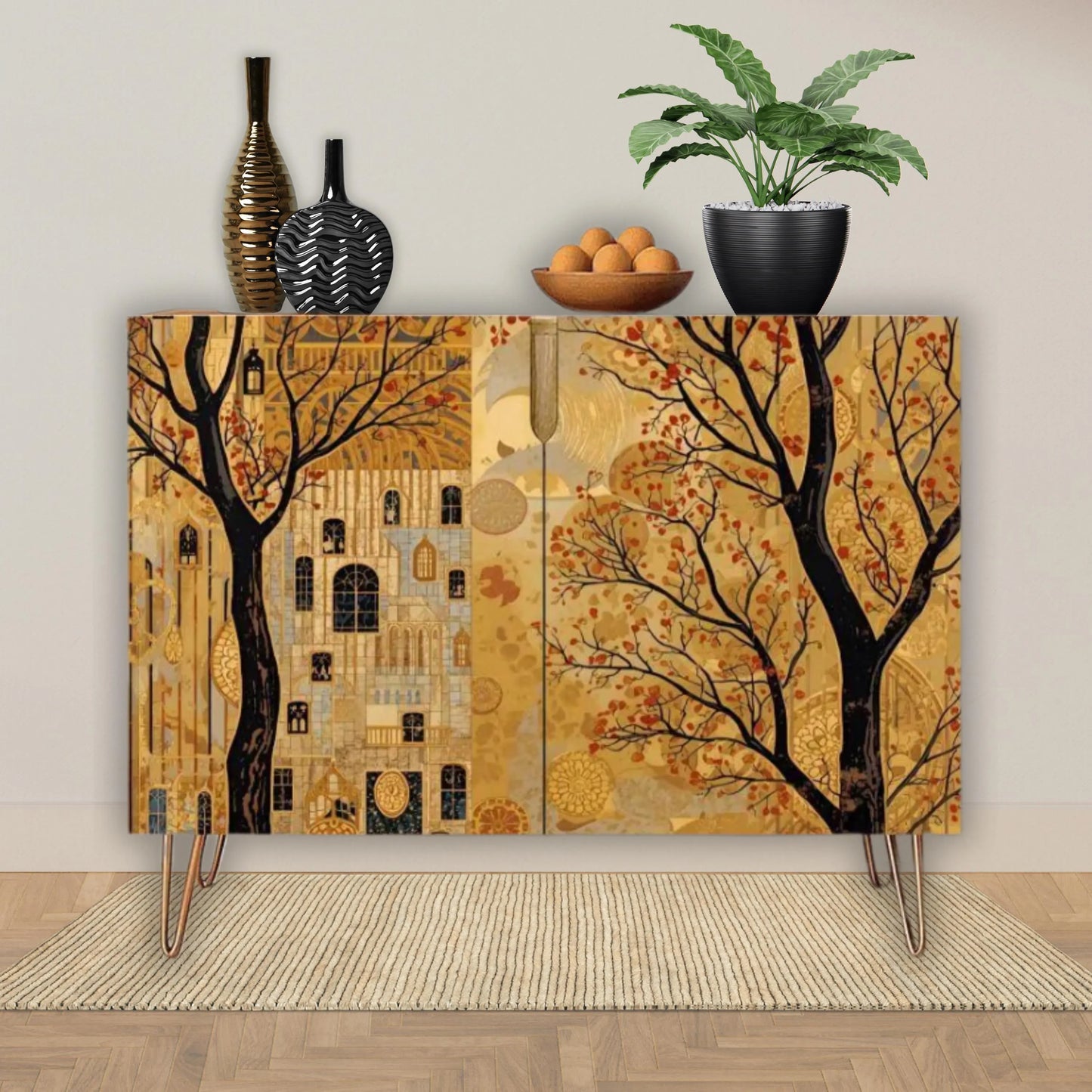 Parisian Art Modern Wooden Storage Cabinet (Made in USA)
