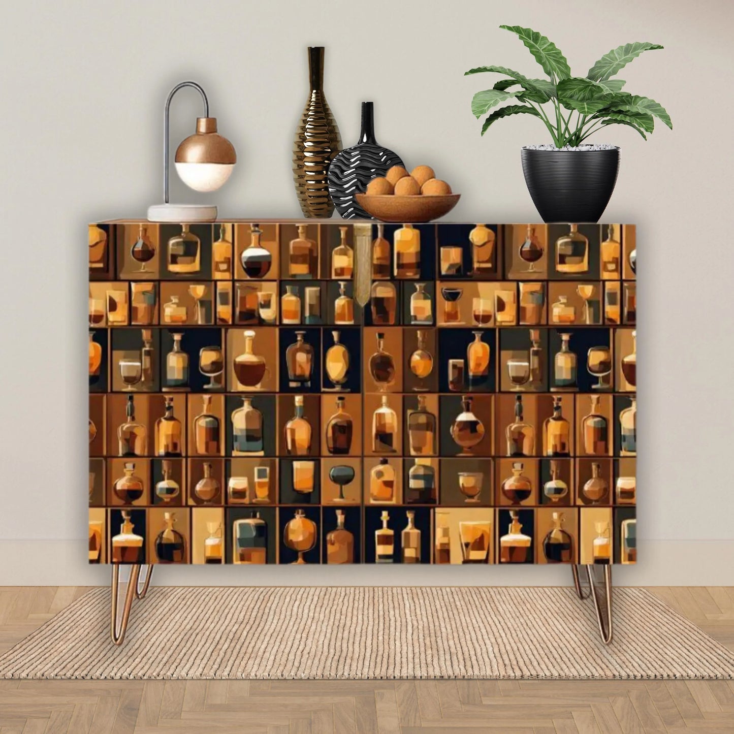 Bar Art Wooden Storage Cabinet (Made in USA)