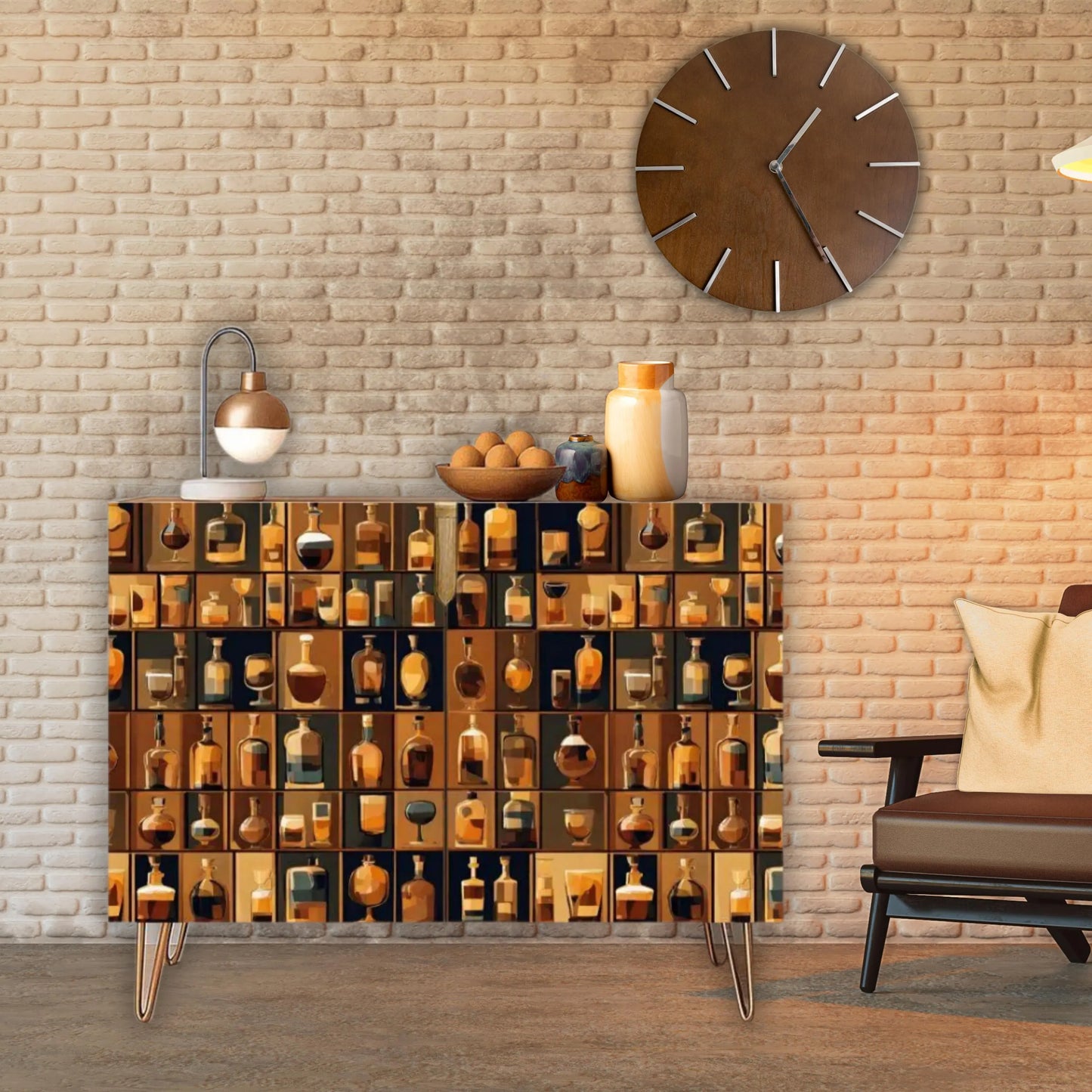 Bar Art Wooden Storage Cabinet (Made in USA)