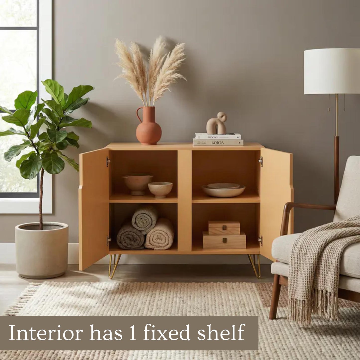 Modern Abstract Wooden Storage Cabinet (Made in USA)