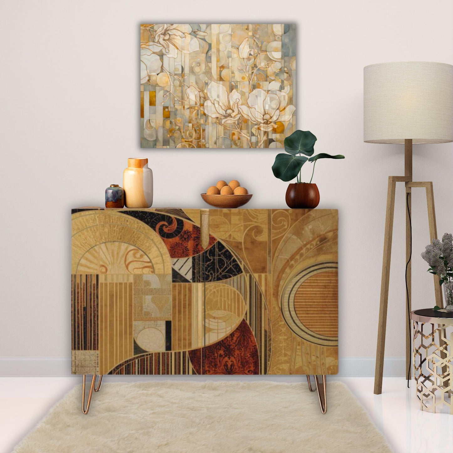 Modern Abstract Wooden Storage Cabinet (Made in USA)