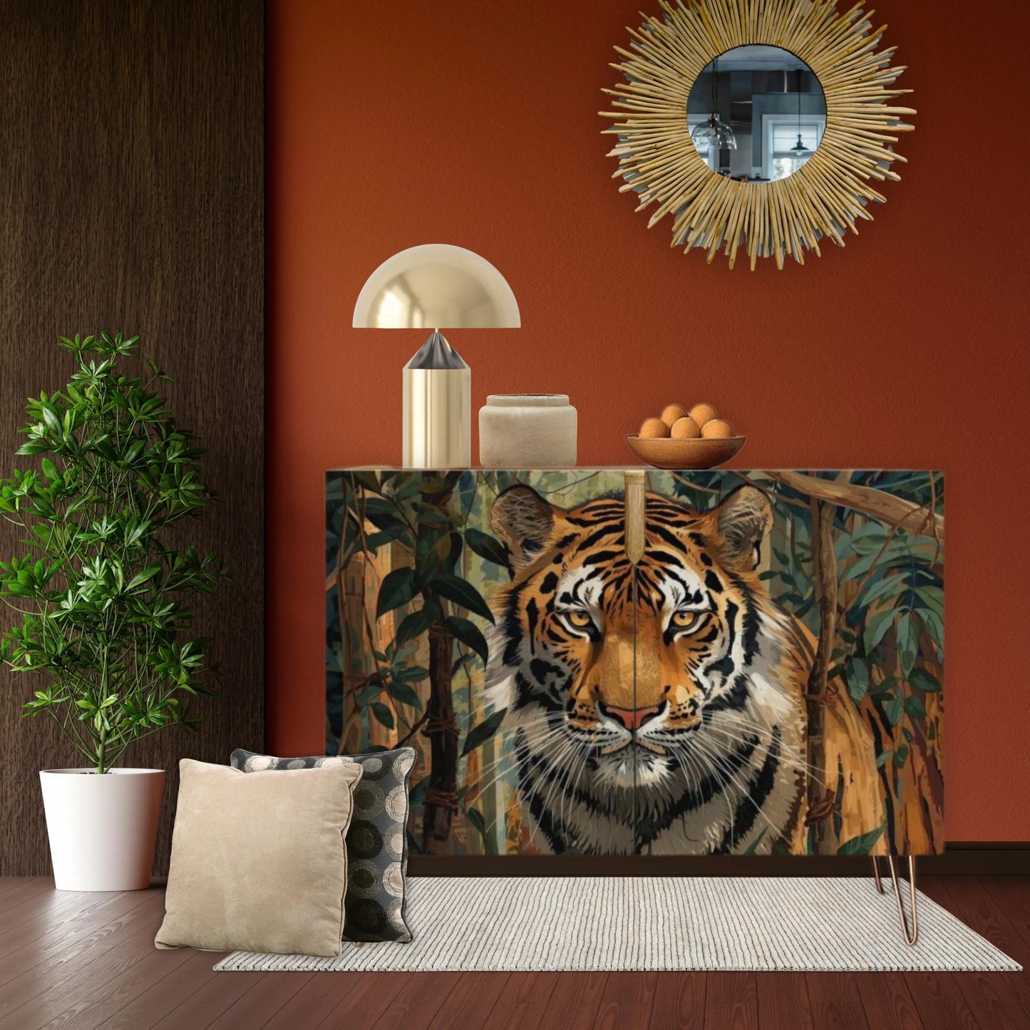 Tiger Art Wooden Storage Cabinet (Made in USA)