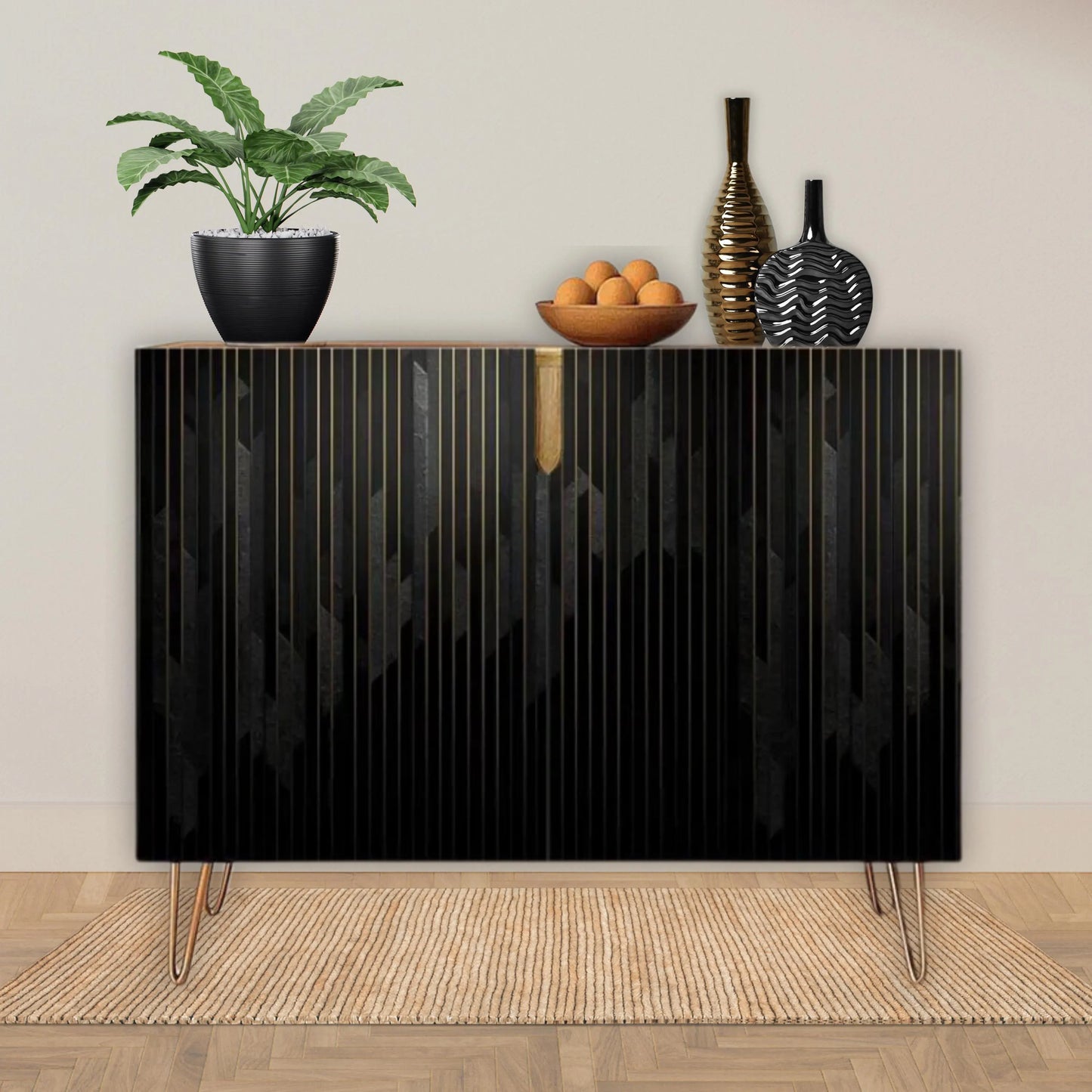 Black Modern Wooden Storage Cabinet (Made in USA)