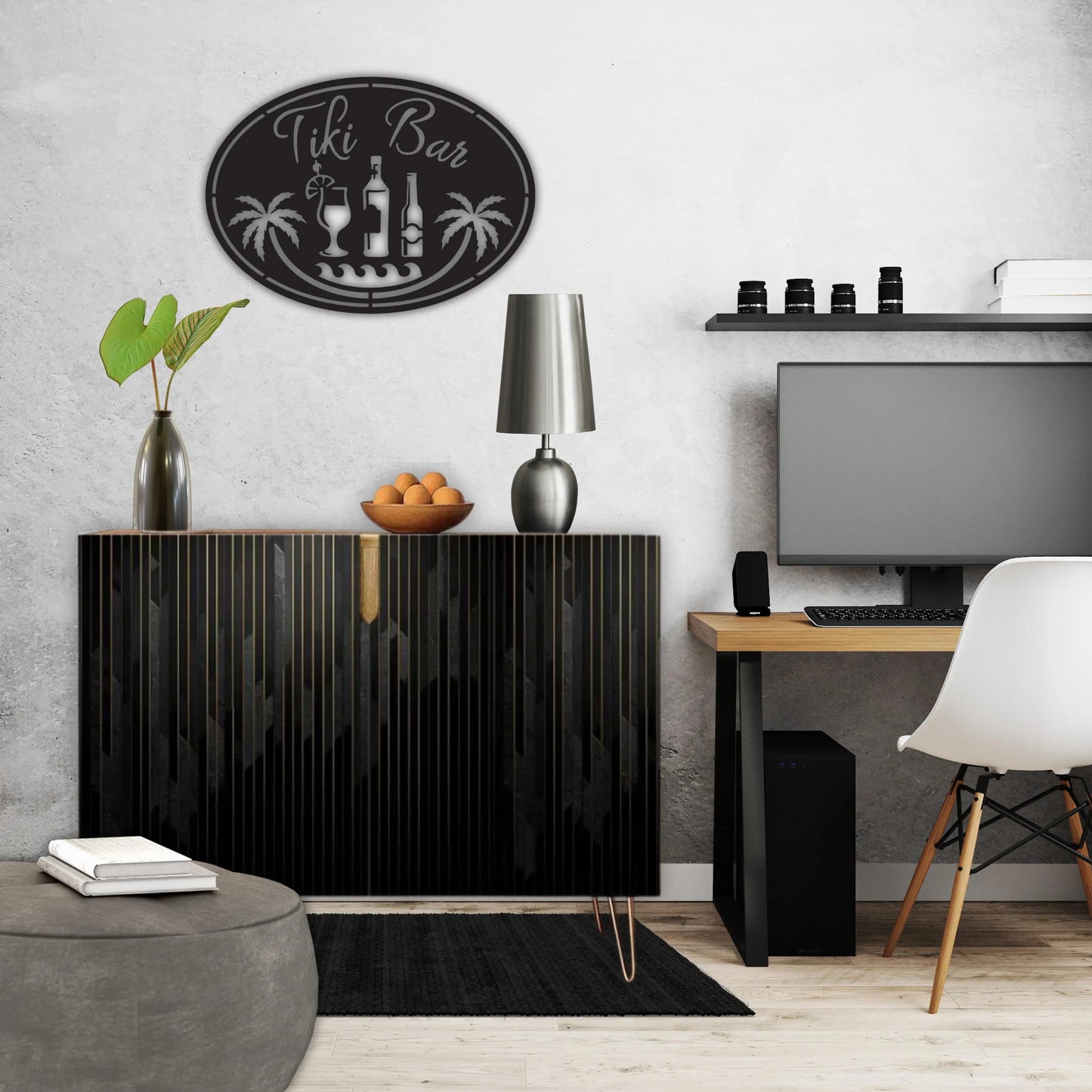 Black Modern Wooden Storage Cabinet (Made in USA)