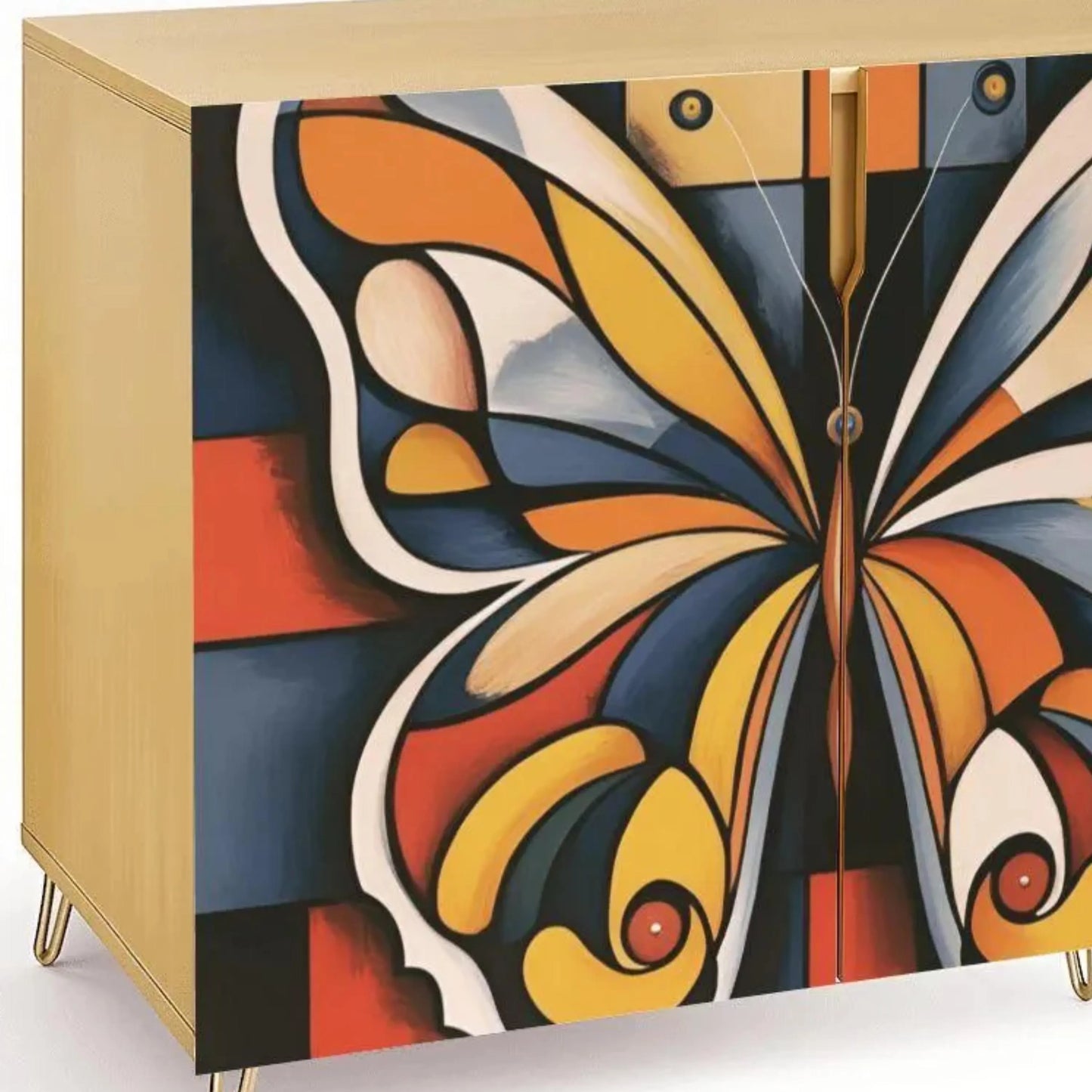 Modern Butterfly Wooden Storage Cabinet (Made in USA)