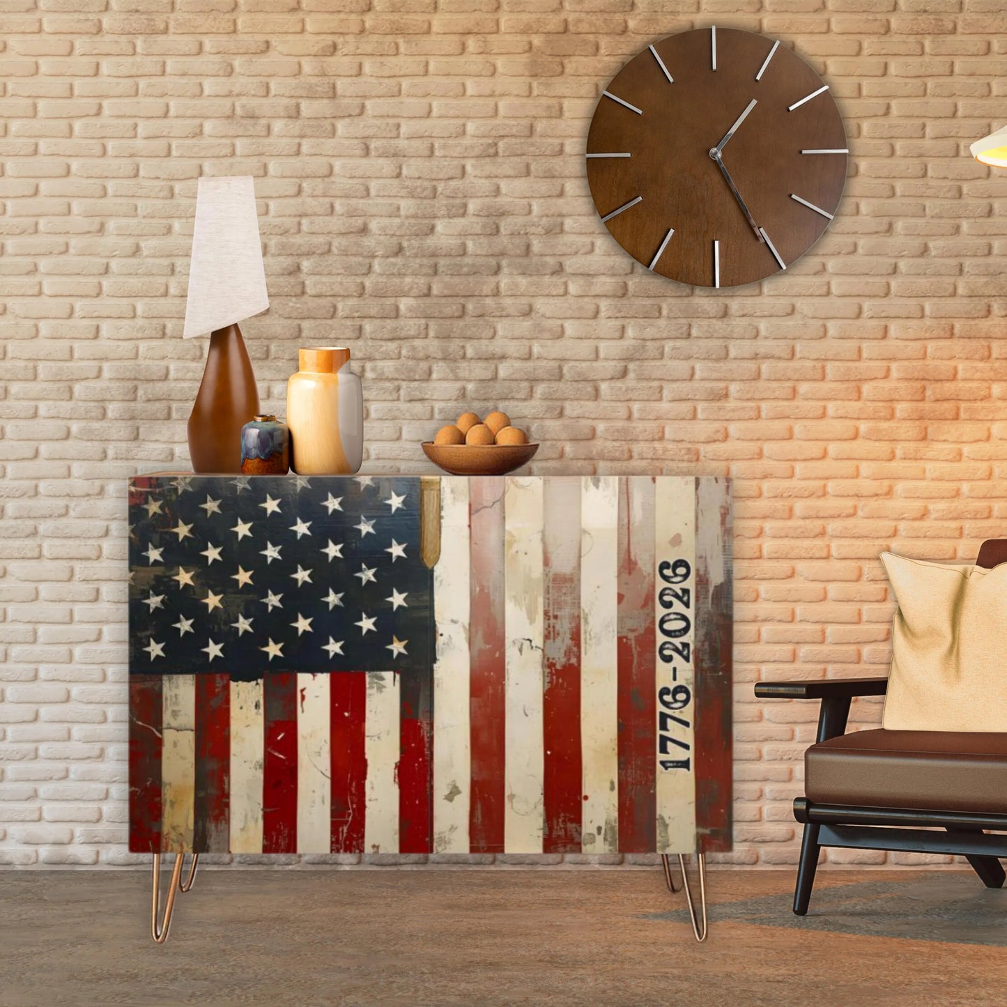 American Flag Wooden Storage Cabinet (Made in USA)