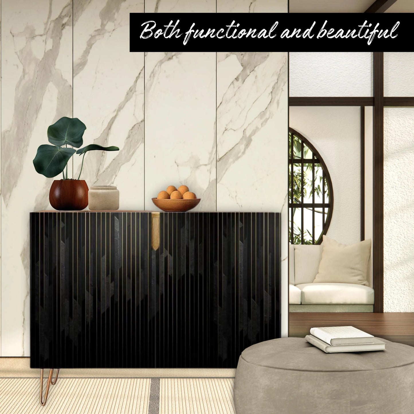 Black Modern Wooden Storage Cabinet (Made in USA)