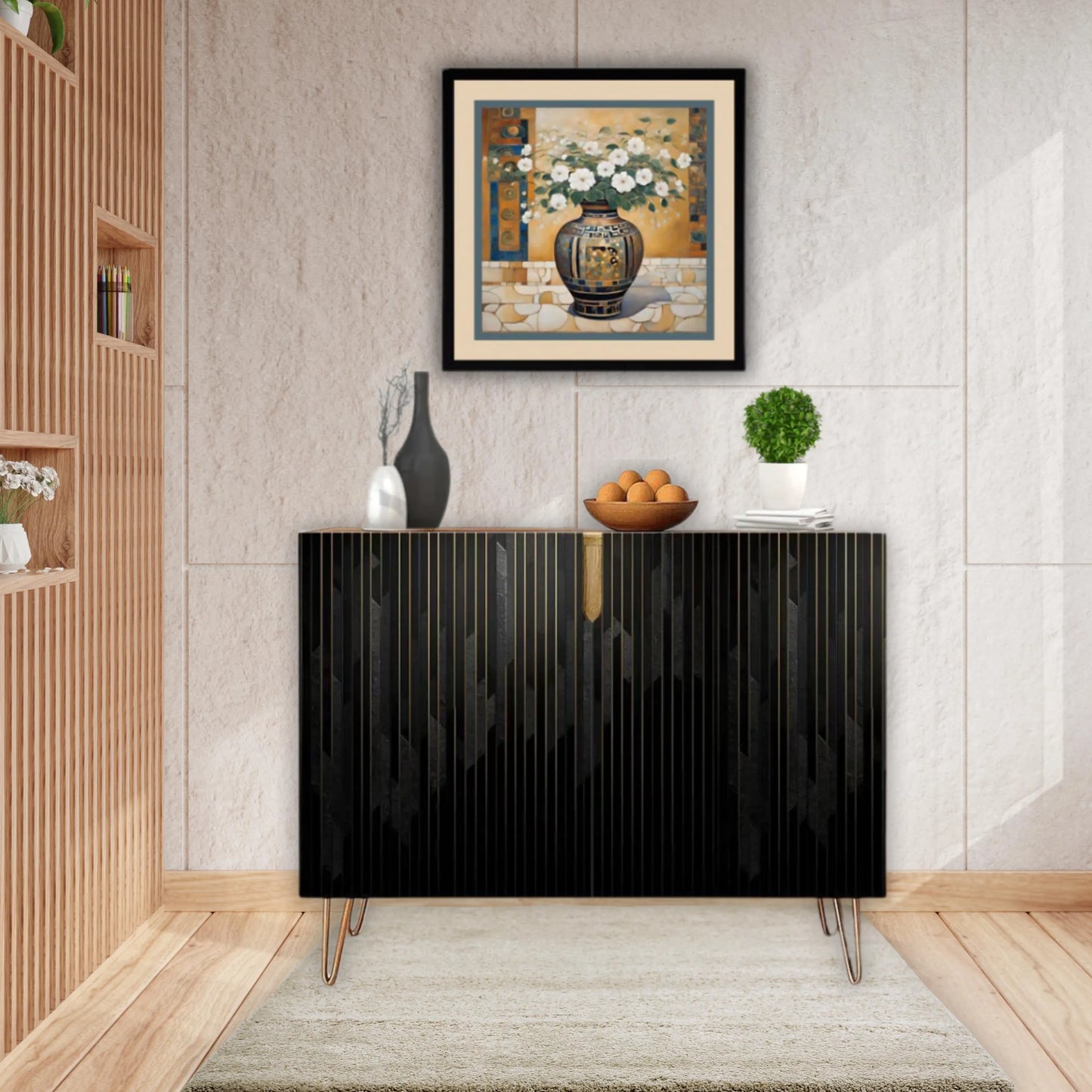 Black Modern Wooden Storage Cabinet (Made in USA)
