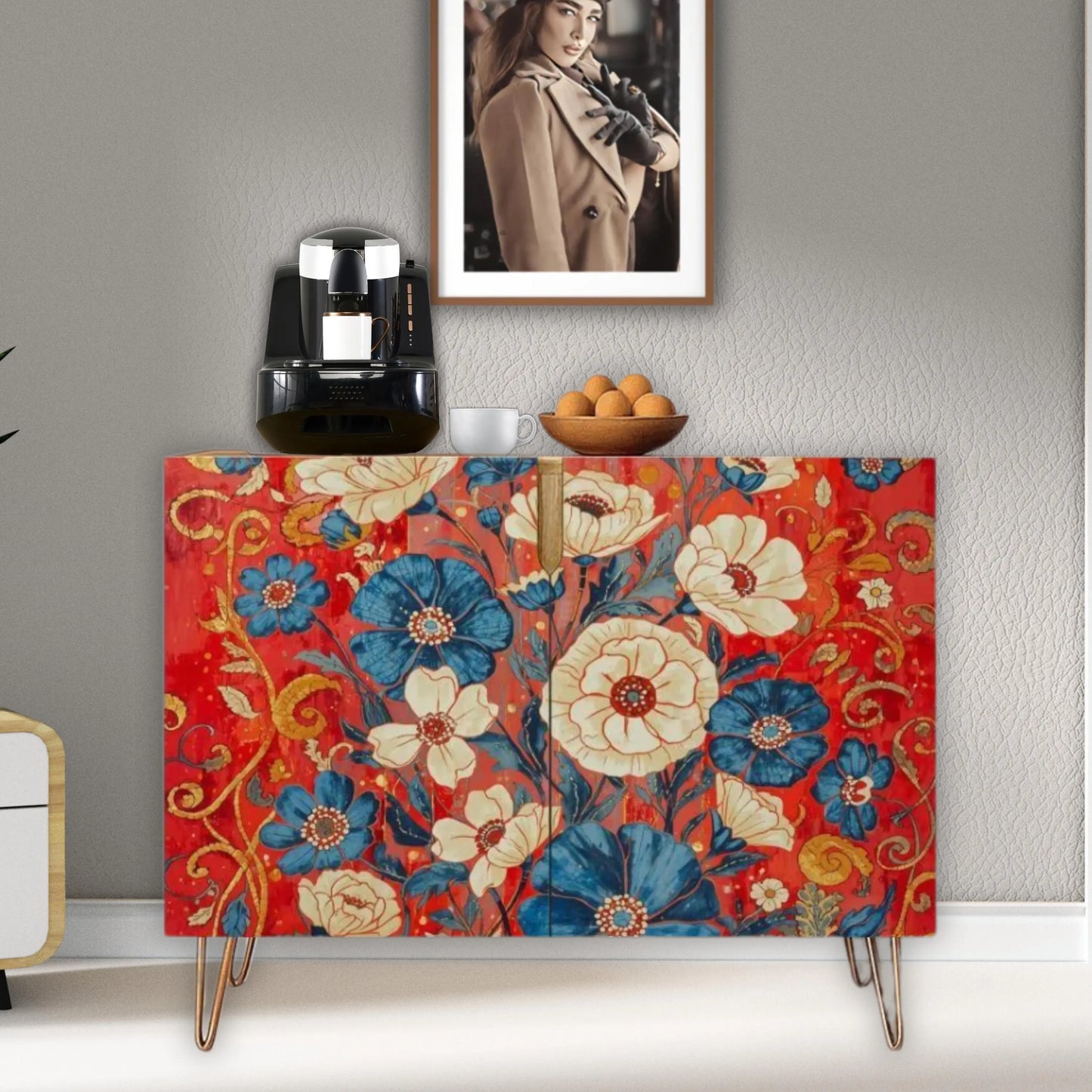 Floral Wooden Storage Cabinet (Made in USA)