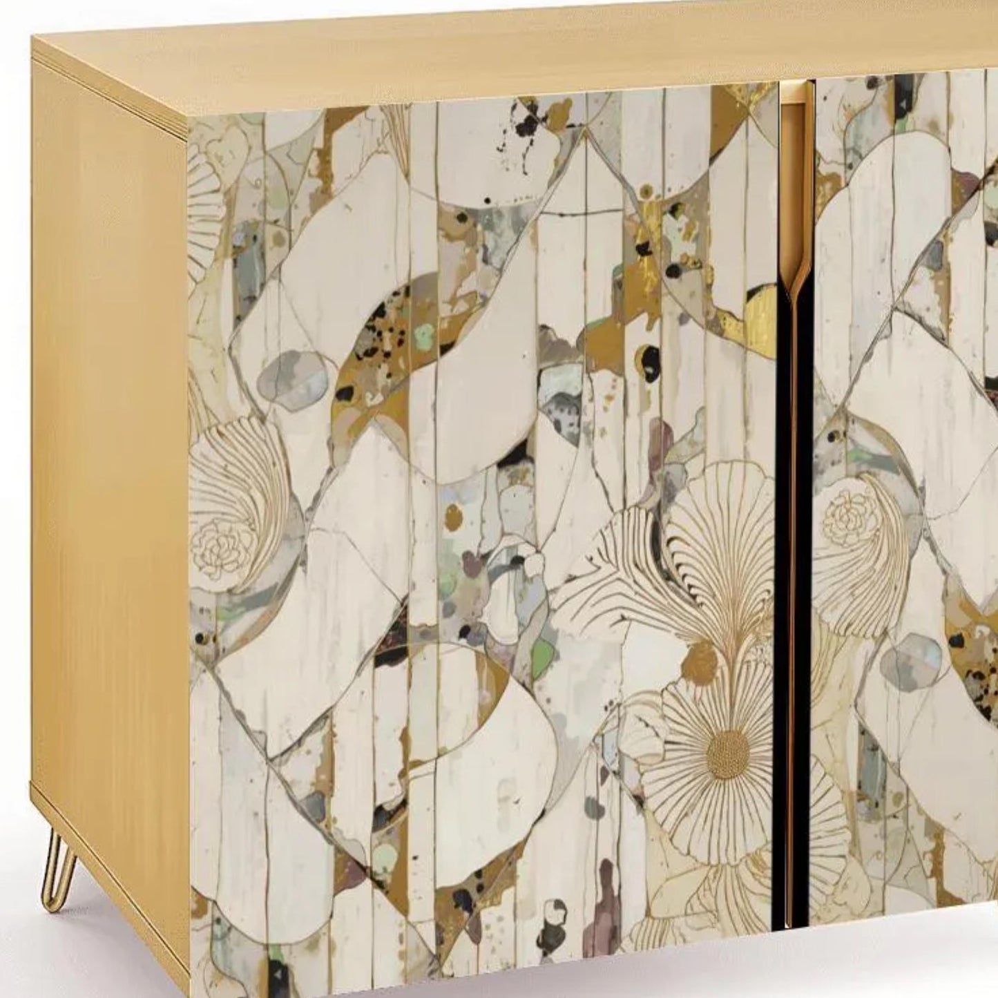 Modern Abstract Wooden Storage Cabinet (Made in USA)