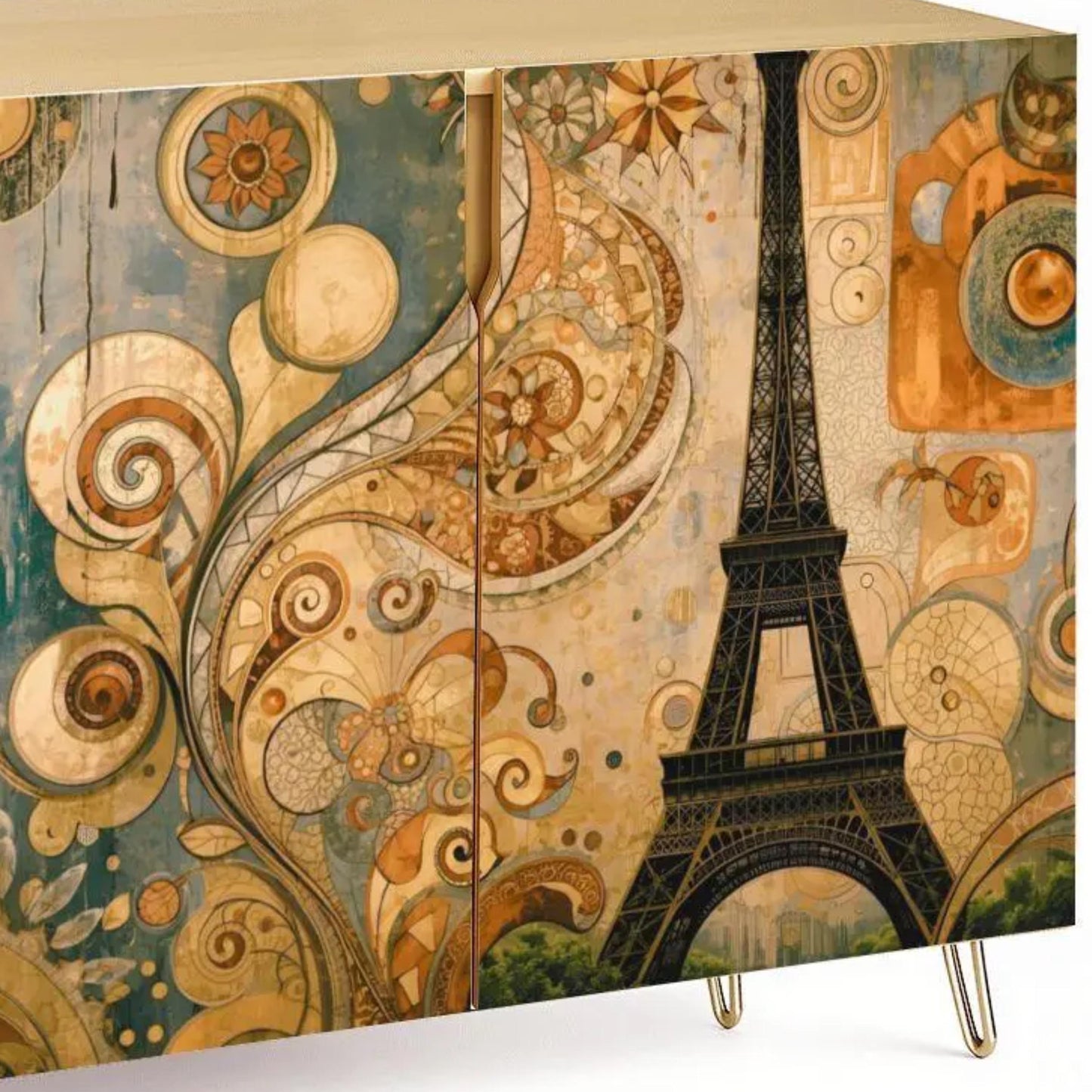 Modern Eifel Tower Wooden Storage Cabinet (Made in USA)