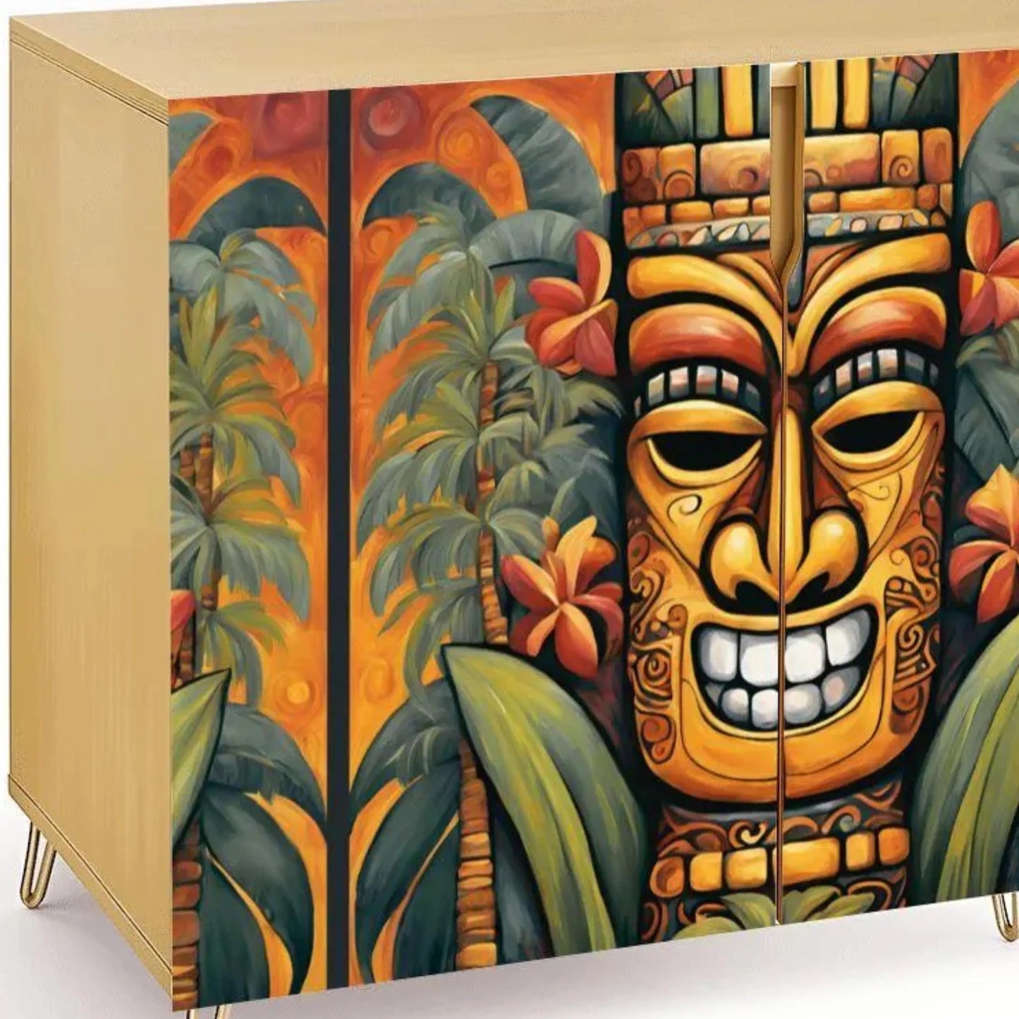 Tiki Art Wooden Storage Cabinet (Made in USA)