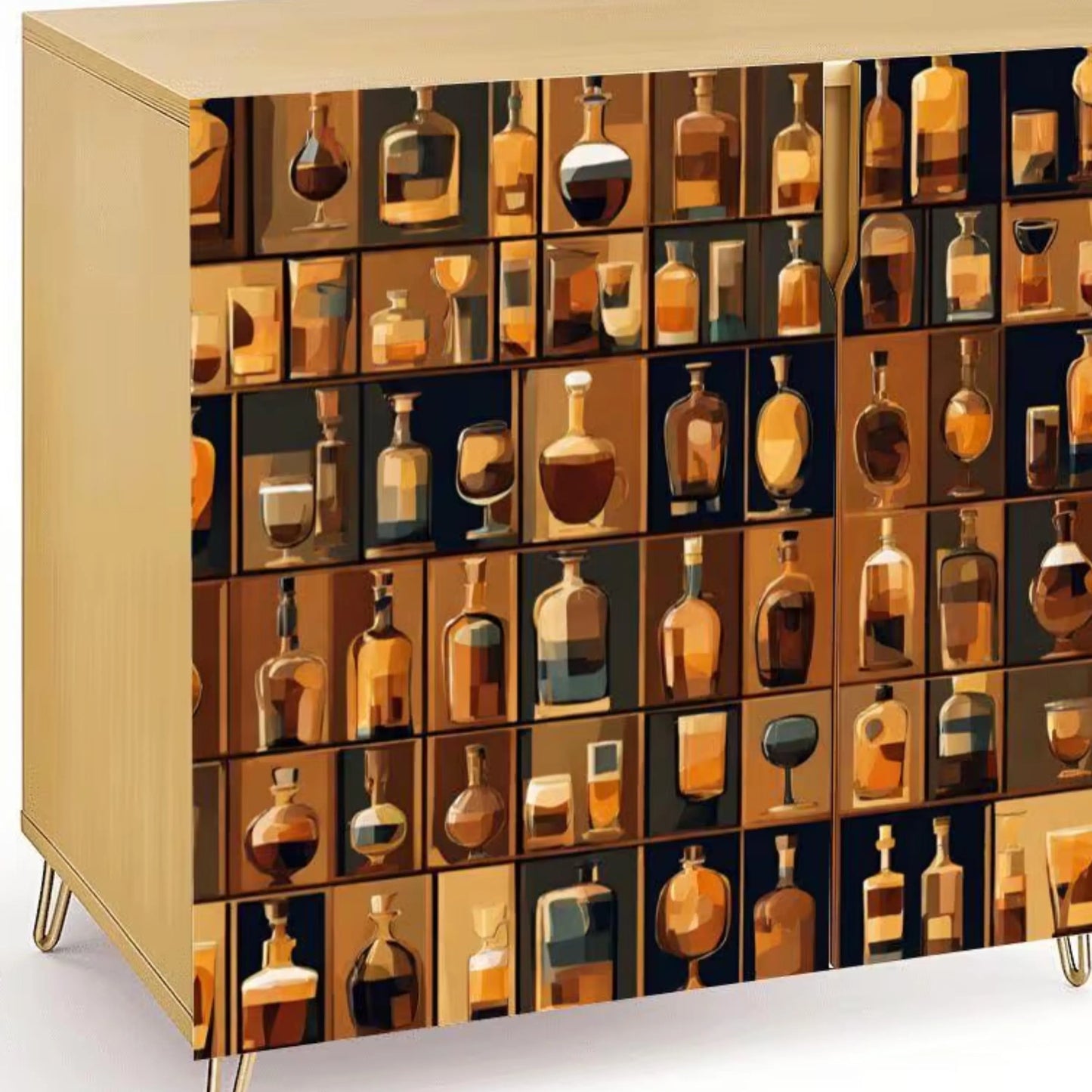 Bar Art Wooden Storage Cabinet (Made in USA)