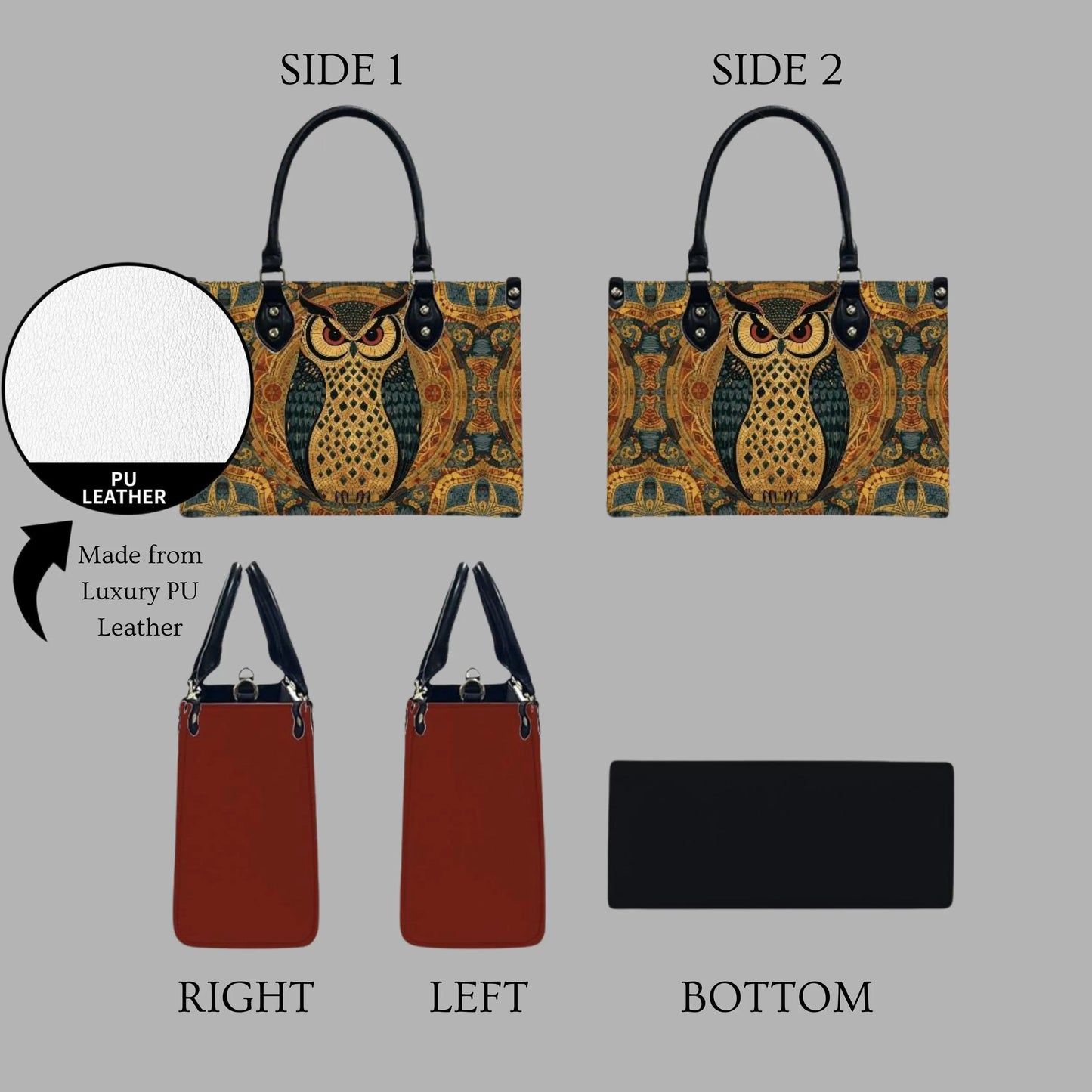 Owl Women's PU Leather Shoulder Handbag