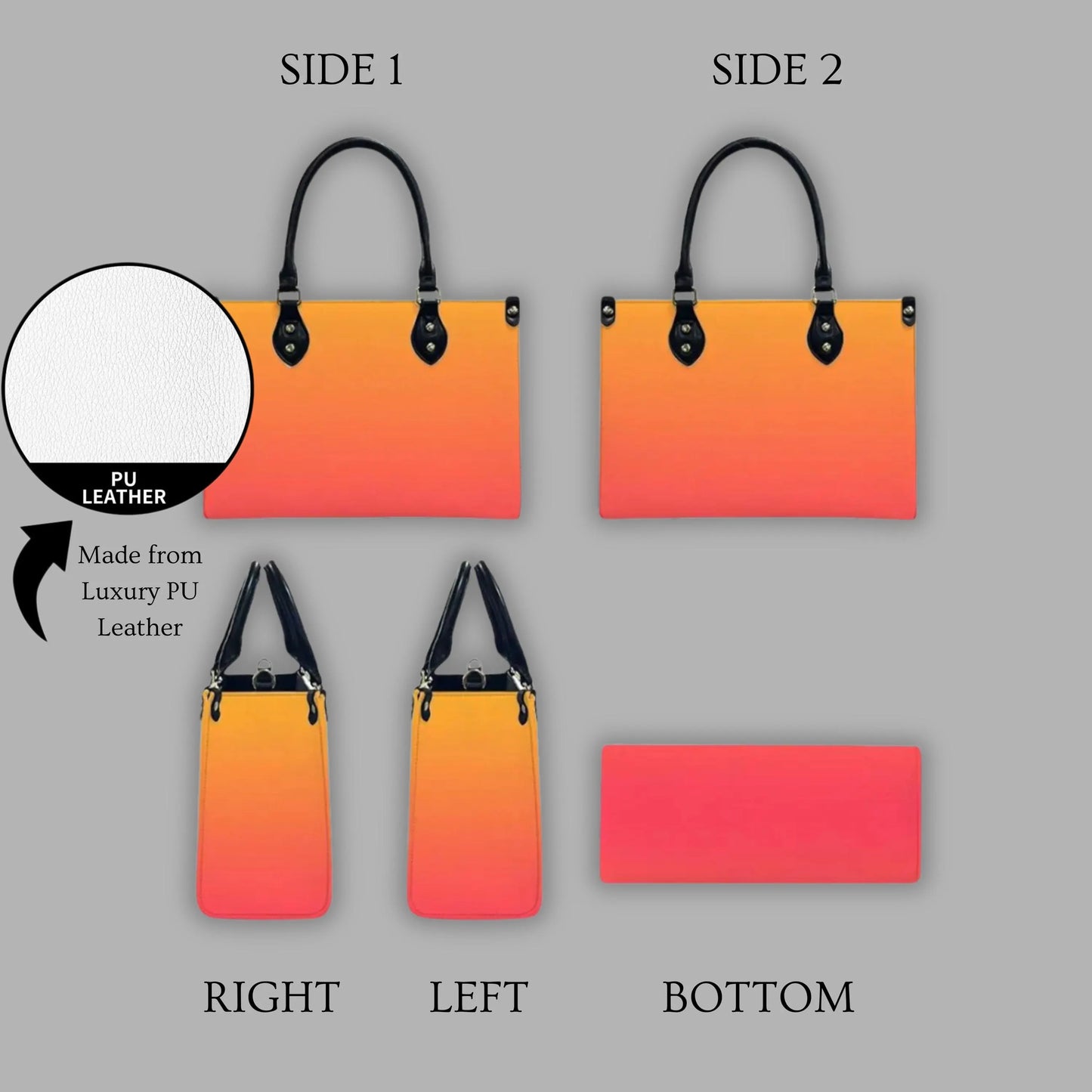 Orange Ombre Women's PU Leather Shoulder Handbag