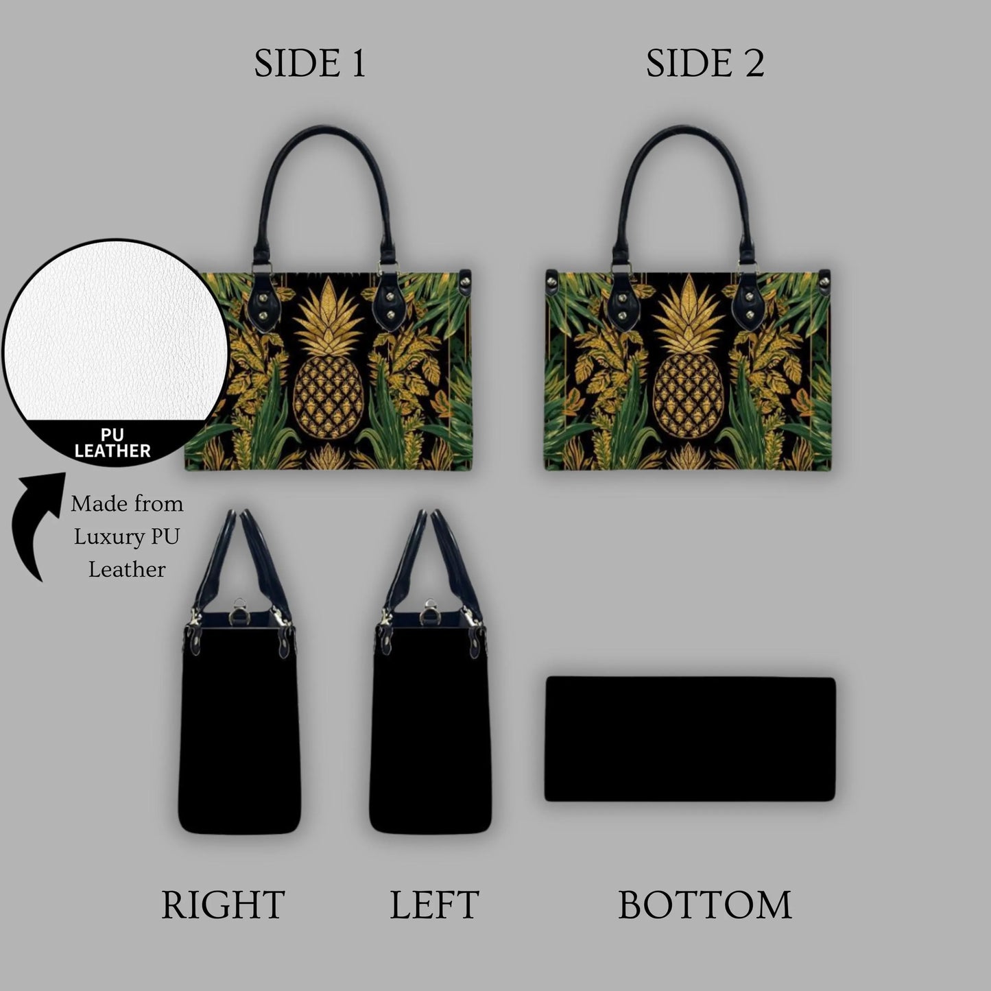 Golden Pineapple Women's PU Leather Shoulder Handbag