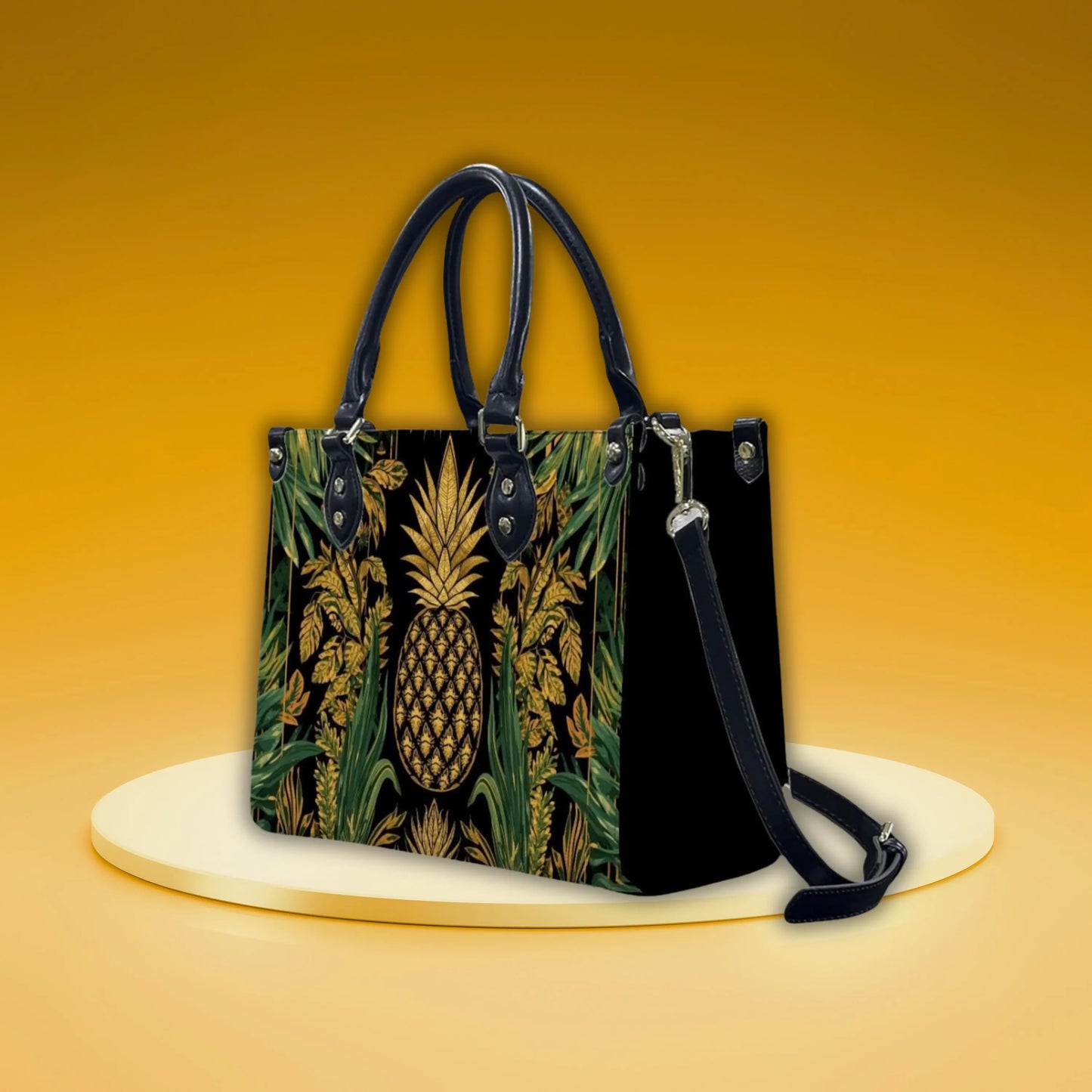 Golden Pineapple Women's PU Leather Shoulder Handbag