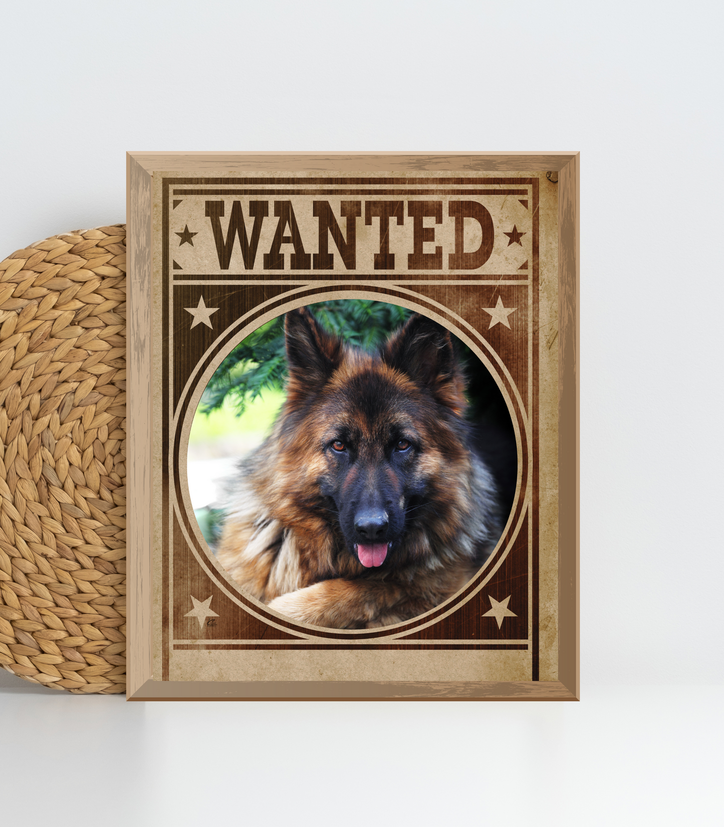 German Shepherd Mug Shot Wanted Poster