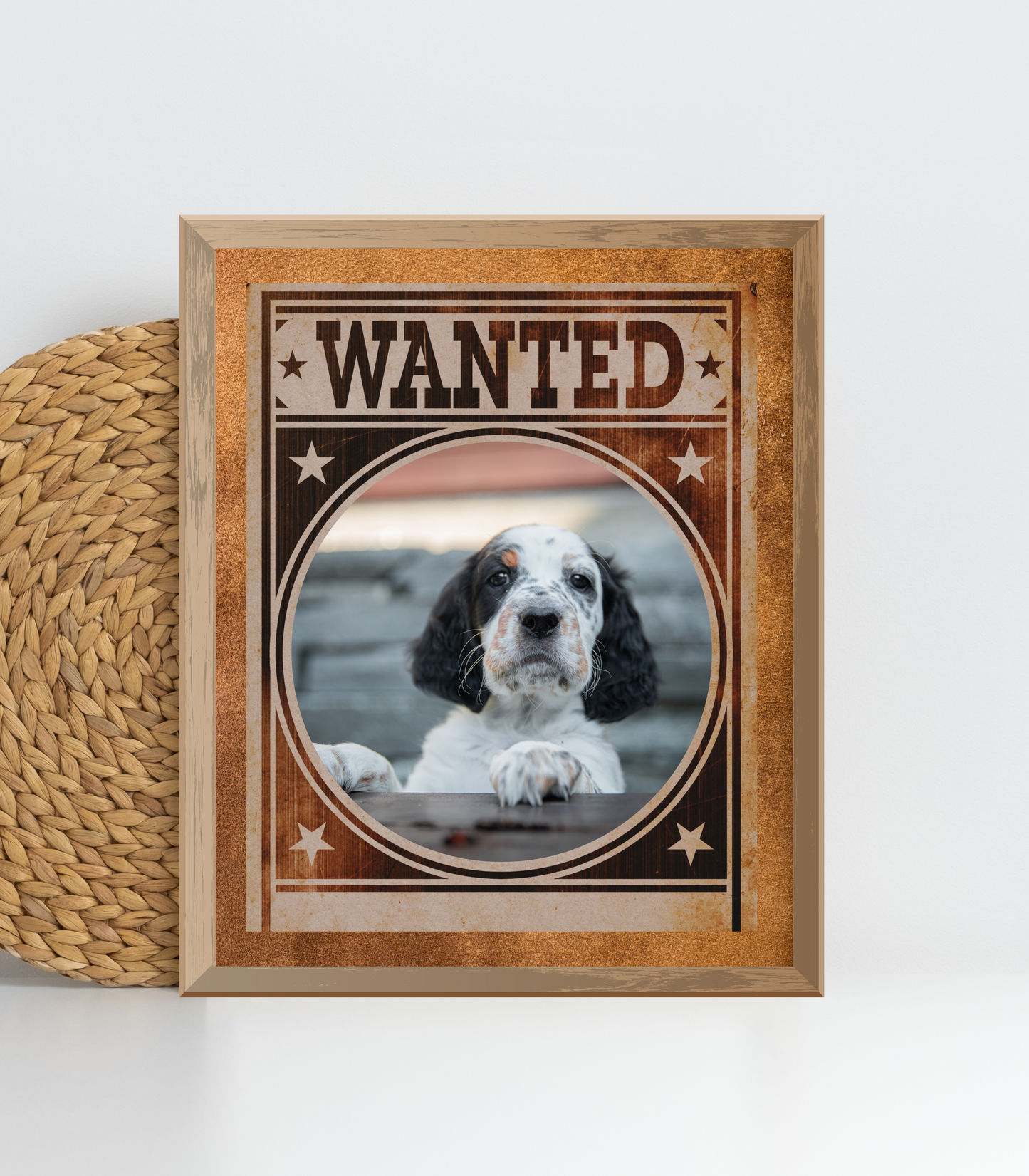 English Setter Mug Shot Wanted Poster