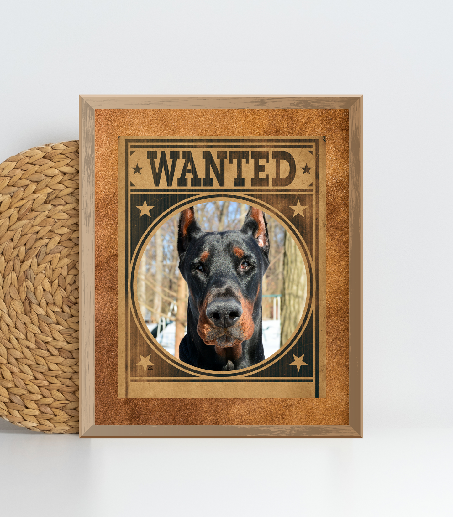 Doberman Pinscher Mug Shot Wanted Poster