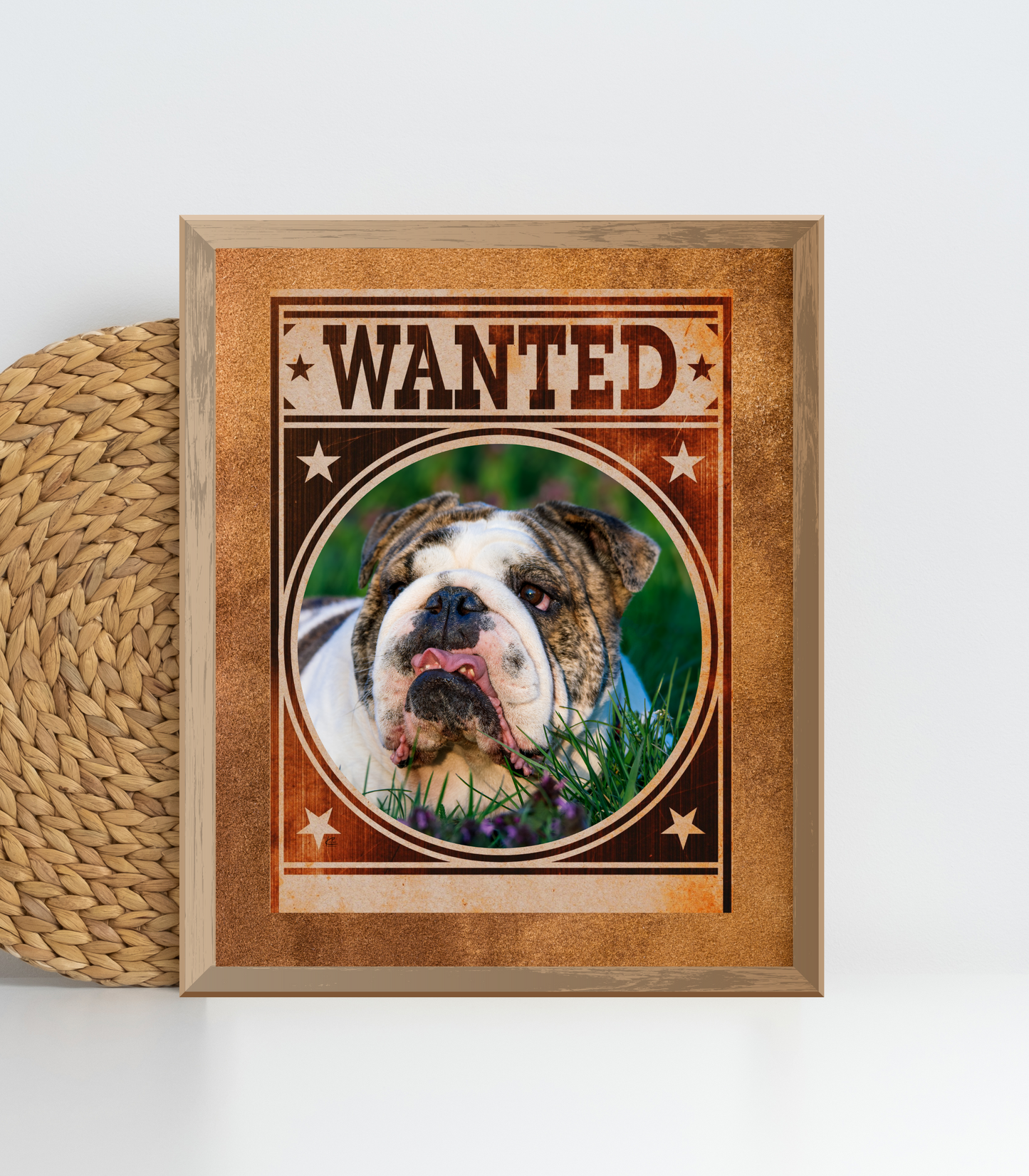 Bulldog Mug Shot Wanted Poster