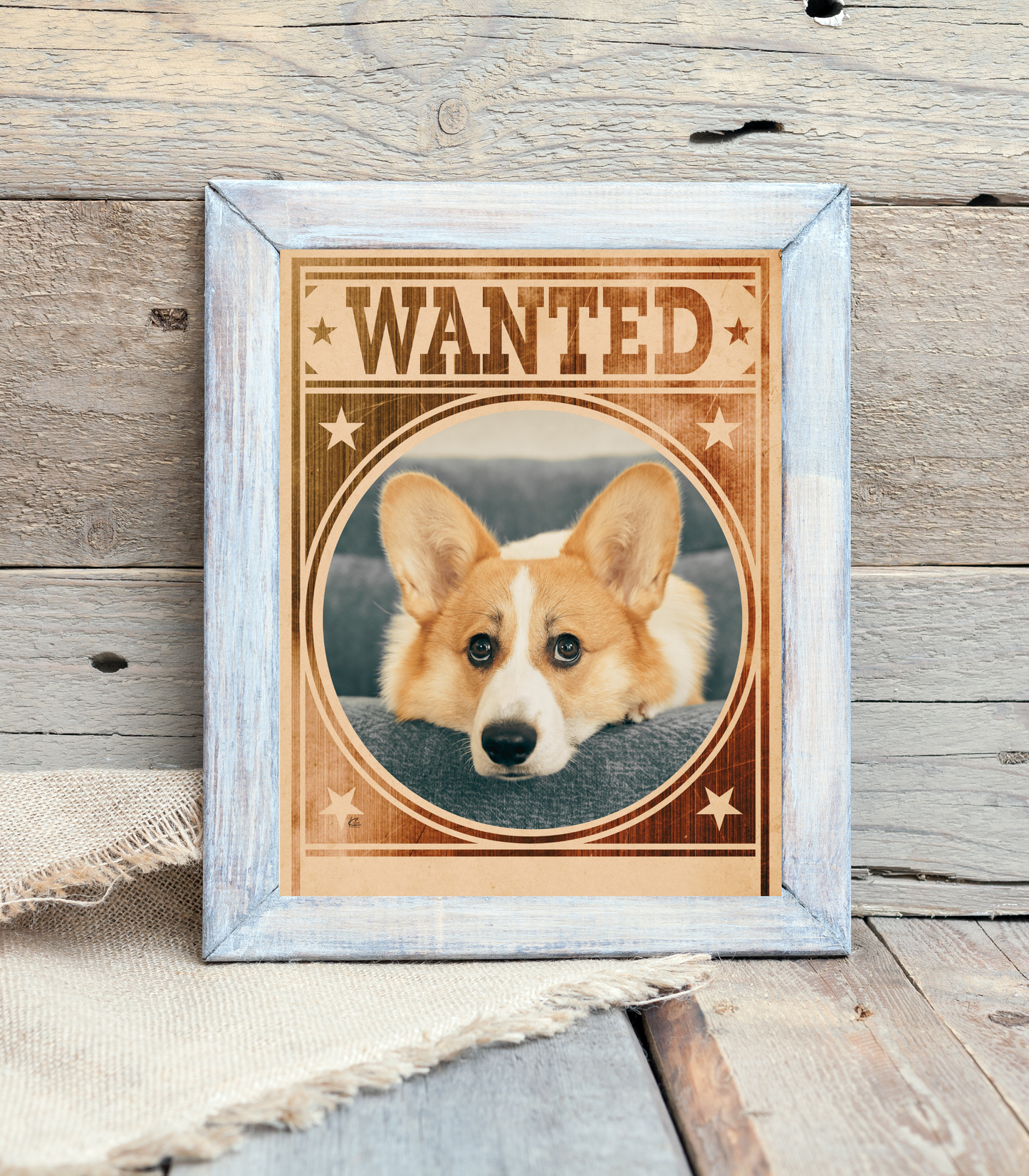 Corgi Mug Shot Wanted Poster