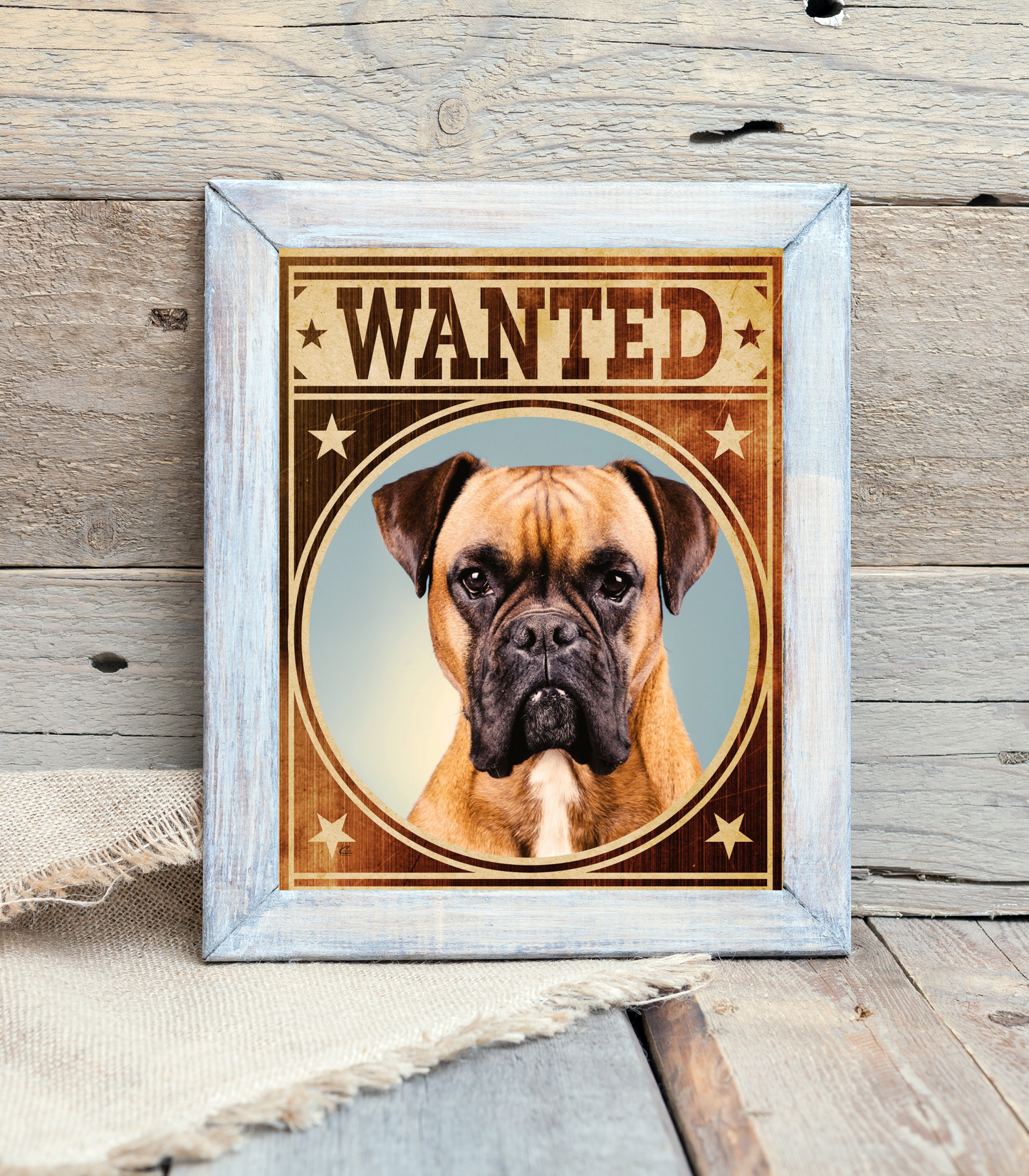 Boxer Mug Shot Wanted Poster