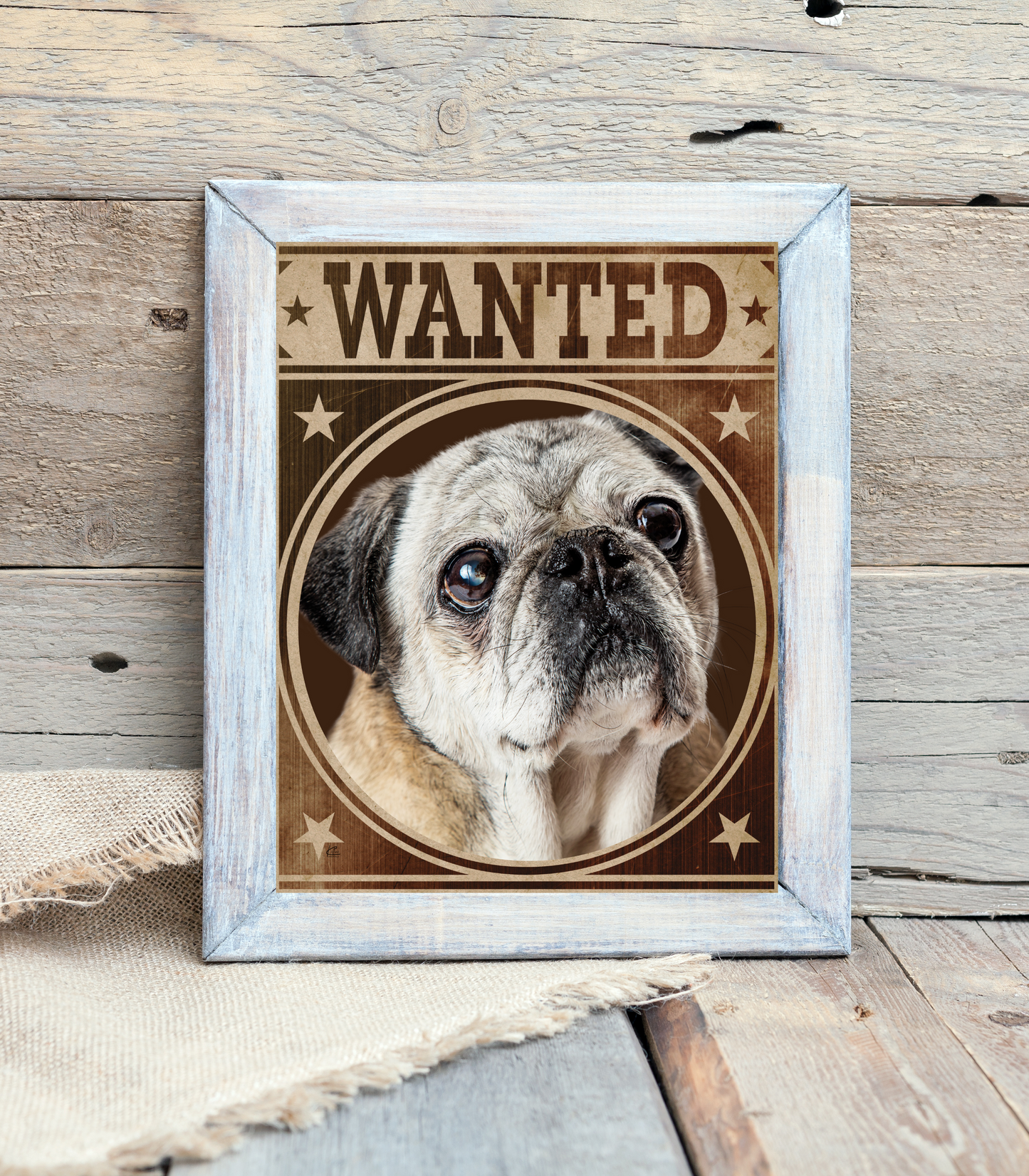 Pug Shot Wanted Poster