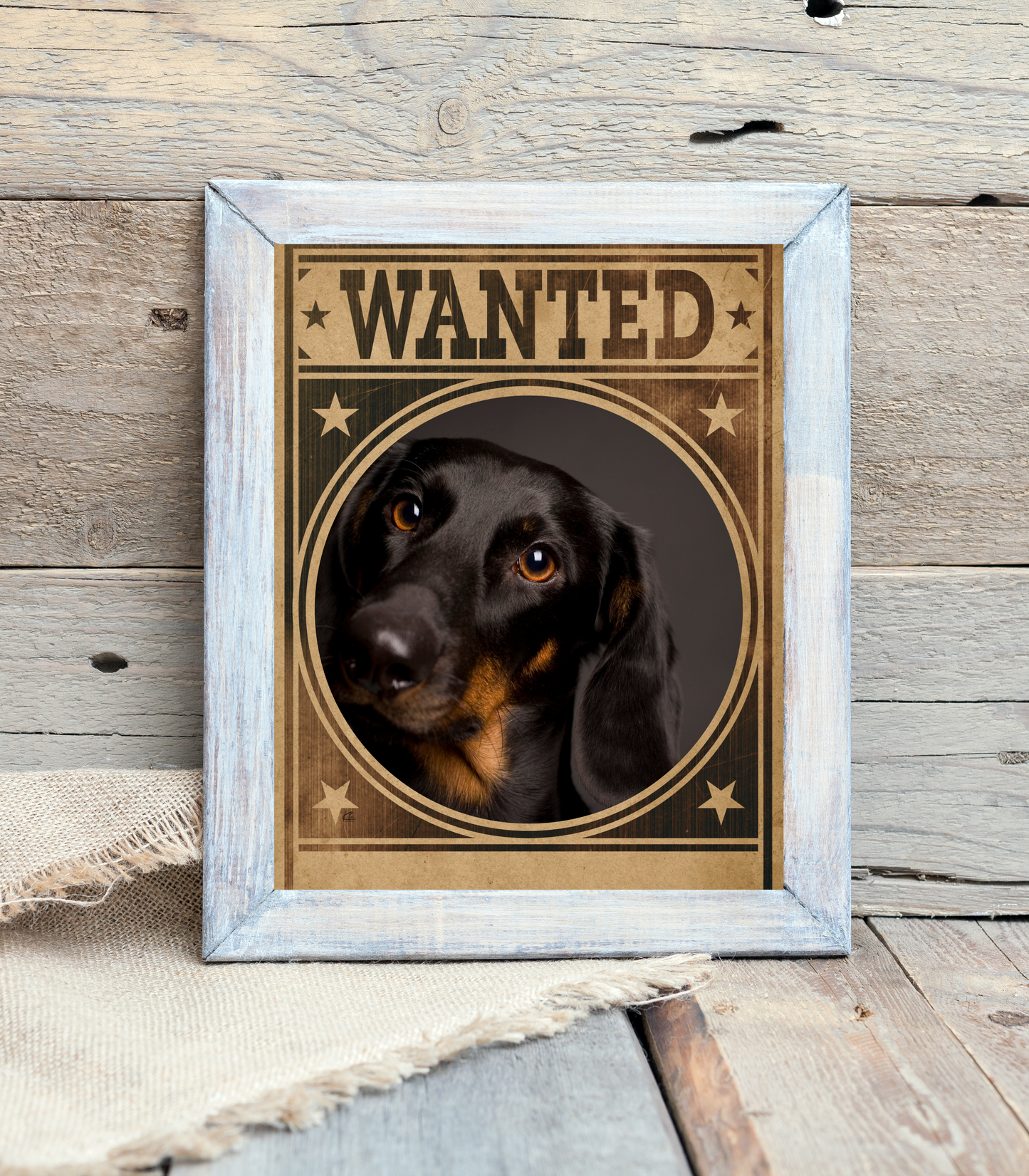 Dachshund Mug Shot Wanted Poster