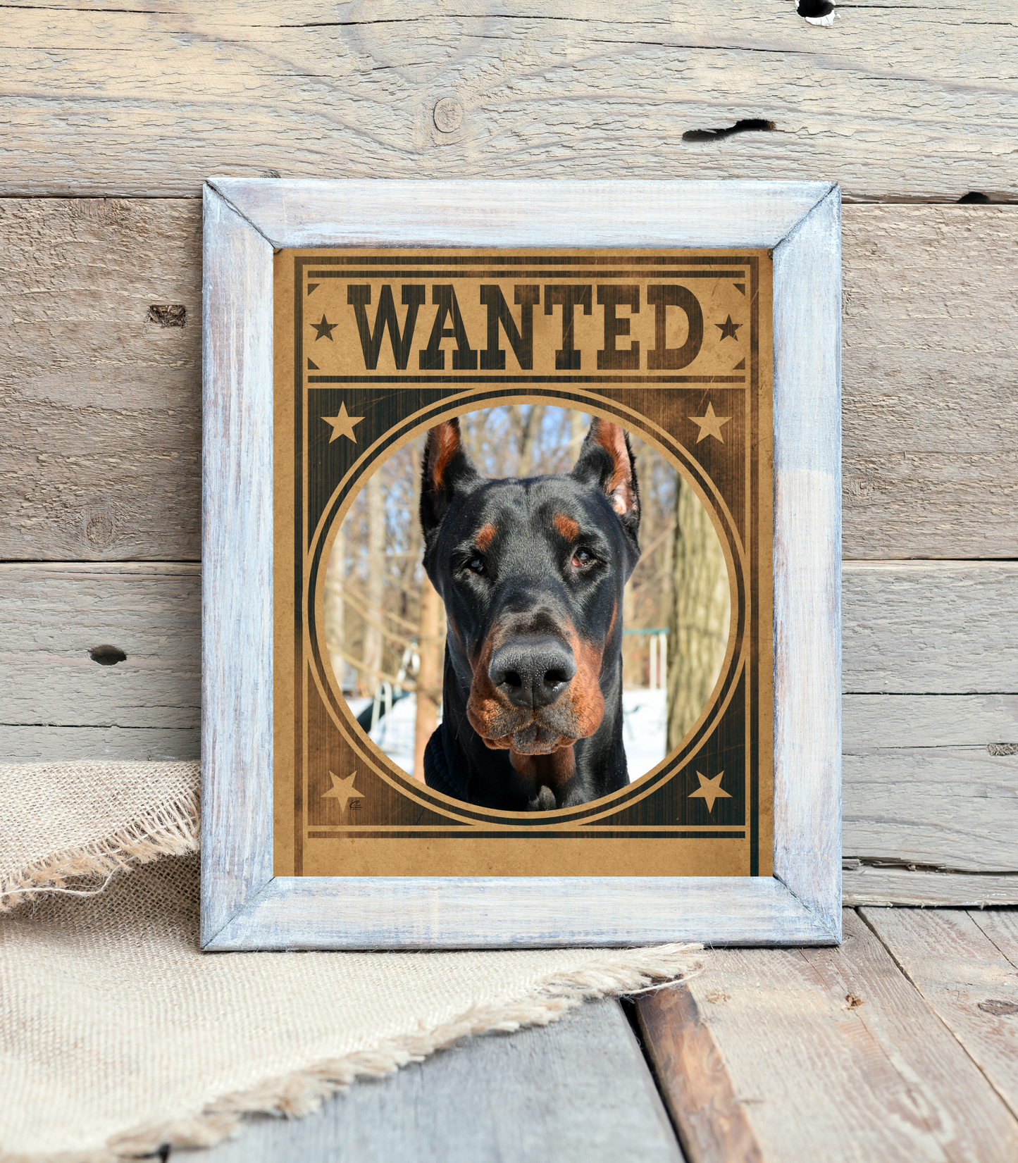 Doberman Pinscher Mug Shot Wanted Poster