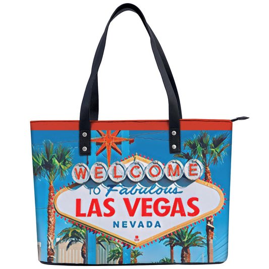 Welcome to Las Vegas PU Leather Handbag Tote