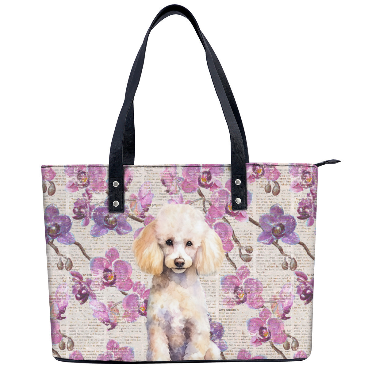 Poodle PU Leather Handbag Tote