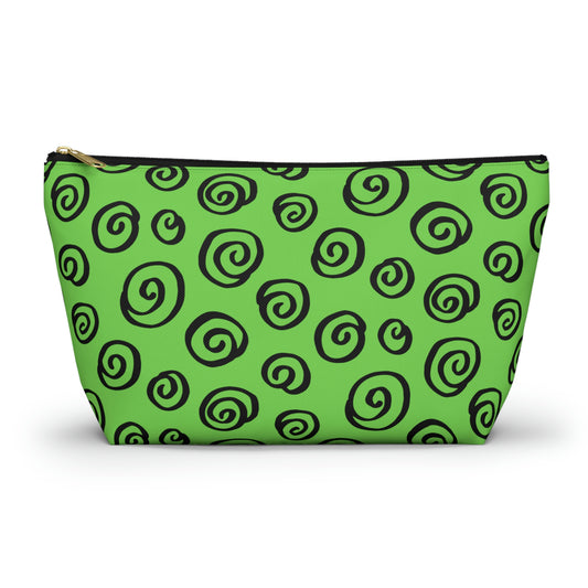 Black Swirl Green Accessory Pouch w T-bottom